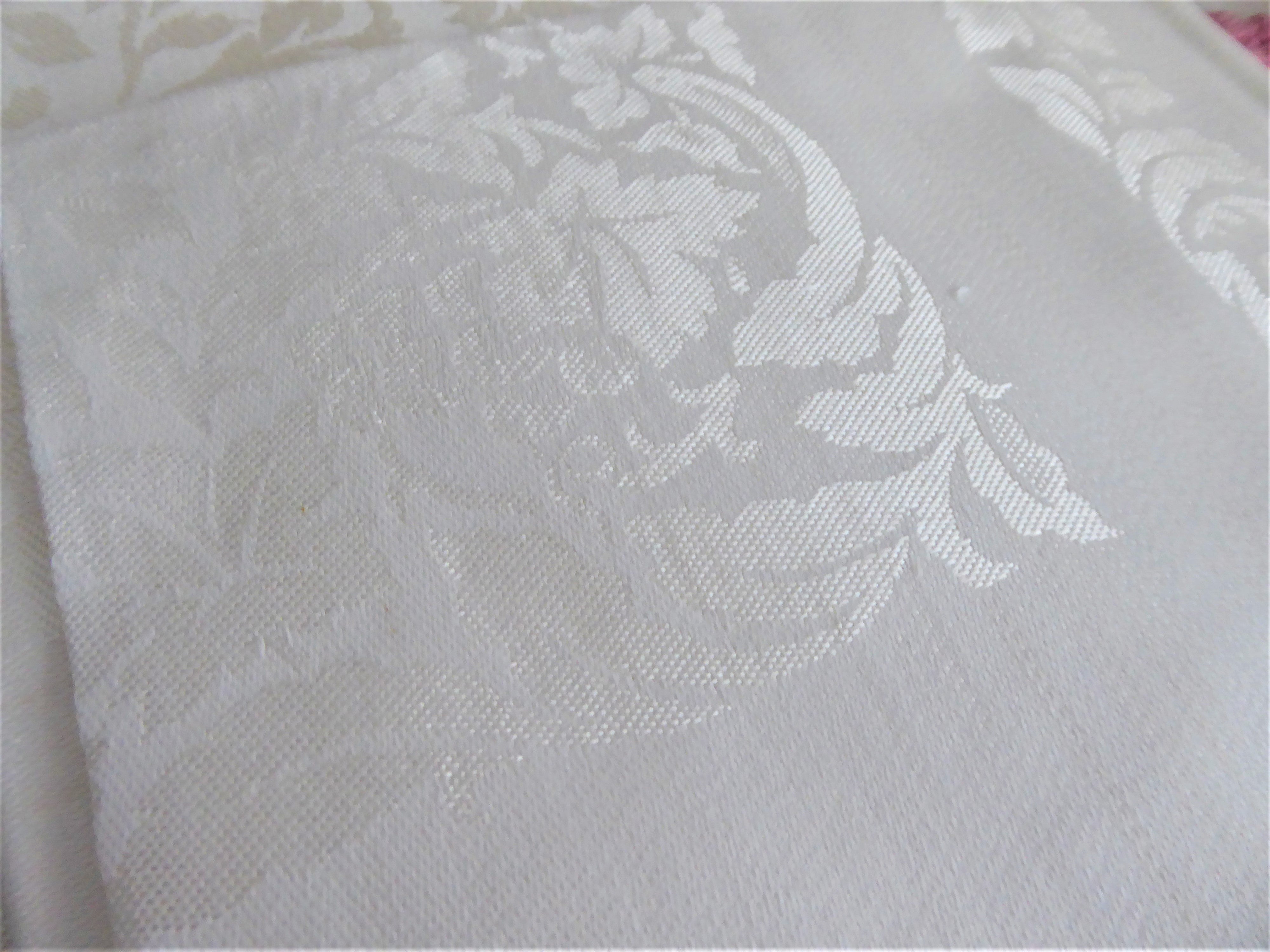 Vintage Occupied Japan White Damask Napkins Set of 8 - 100% Cotton Grape Embroidery (1945-1952) - Perfect for Luncheons, Tea Parties & Elegant Dining