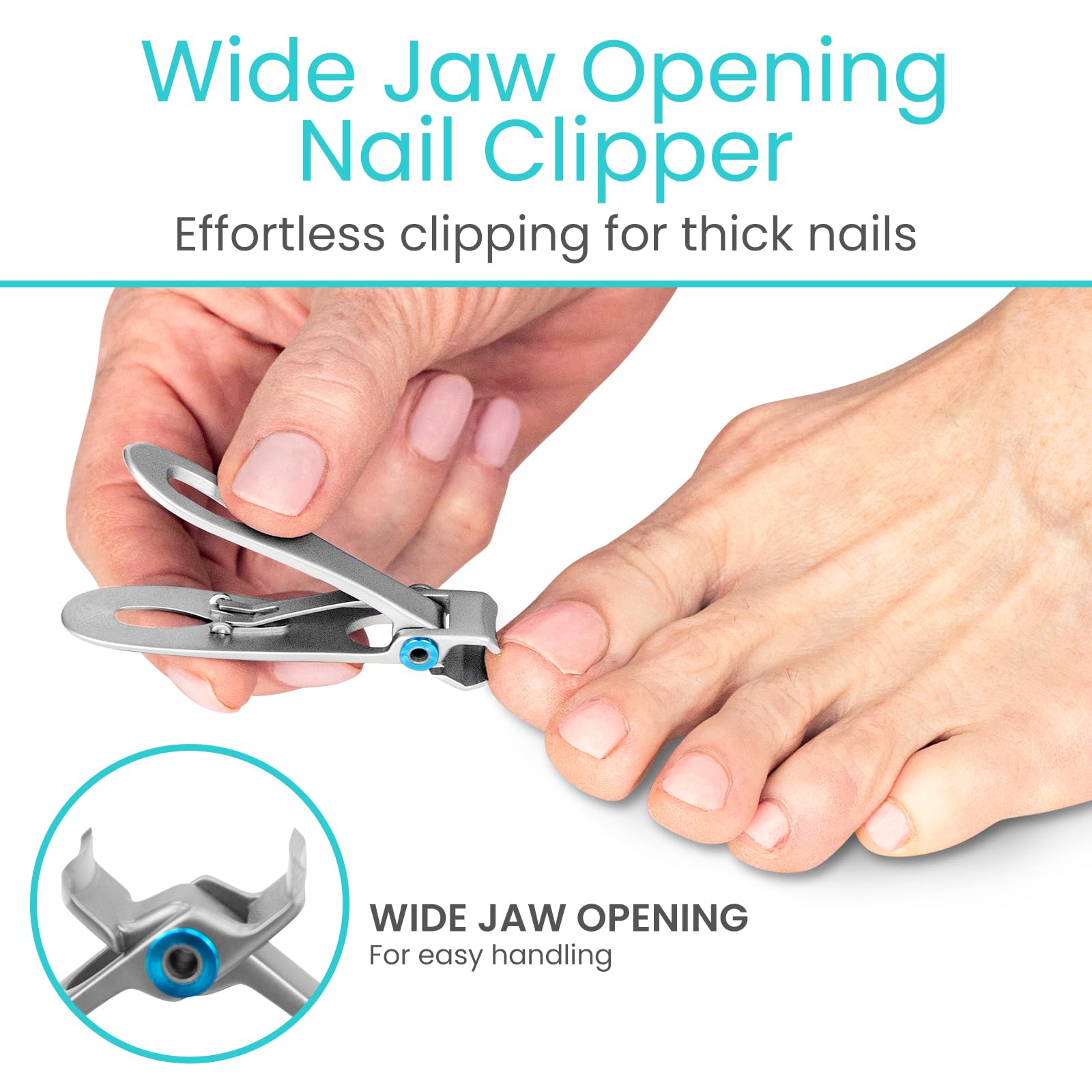 Vive Heavy Duty Toenail Clippers for Thick Nails - Professional Podiatrist Trimmers for Seniors, Adults & Diabetics - Sharp Nail Care Set for Hands & Toes - Ideal for Arthritis & Hand Pain Relief - Perfect for Home, Travel & Medical Use