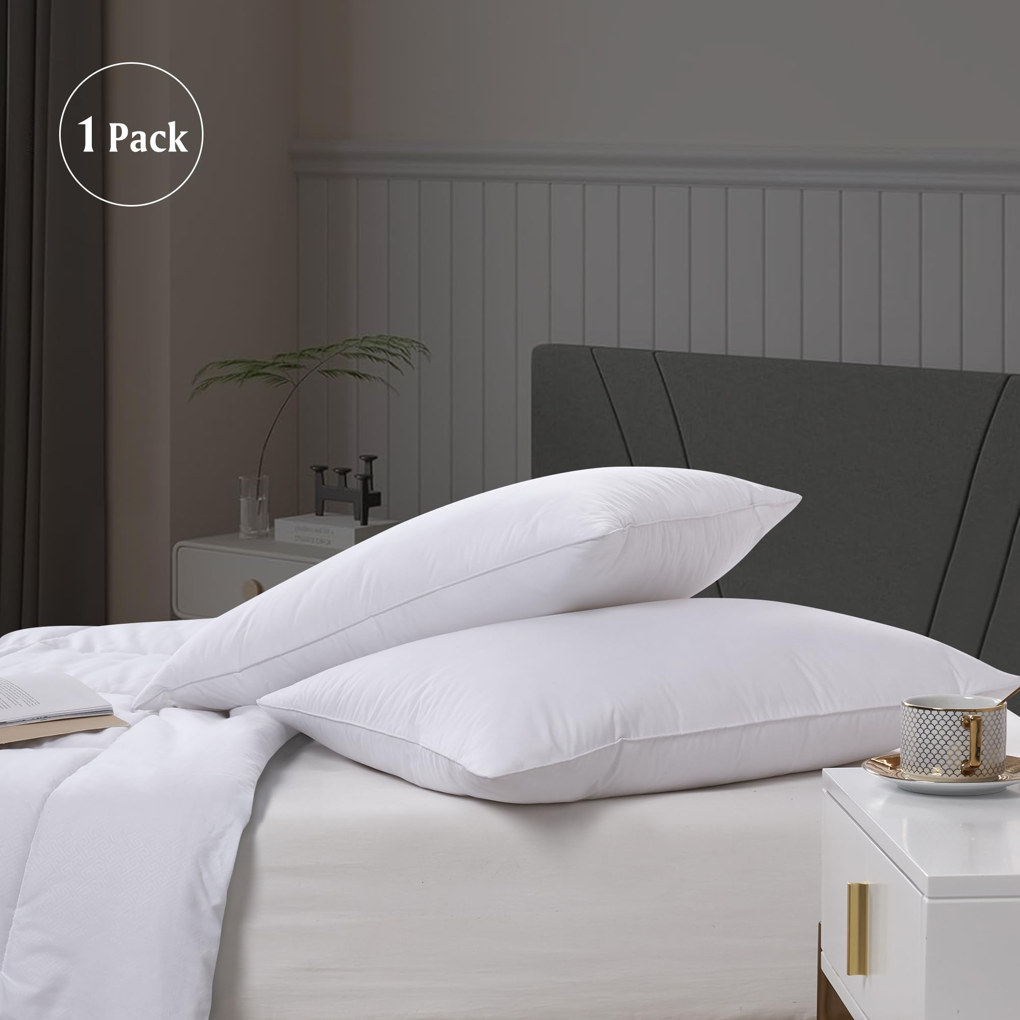 Beautyrest Hypoallergenic White Down Pillow with Tencel/Cotton Blend Cover - Cooling & Breathable King Size Bed Pillow (36