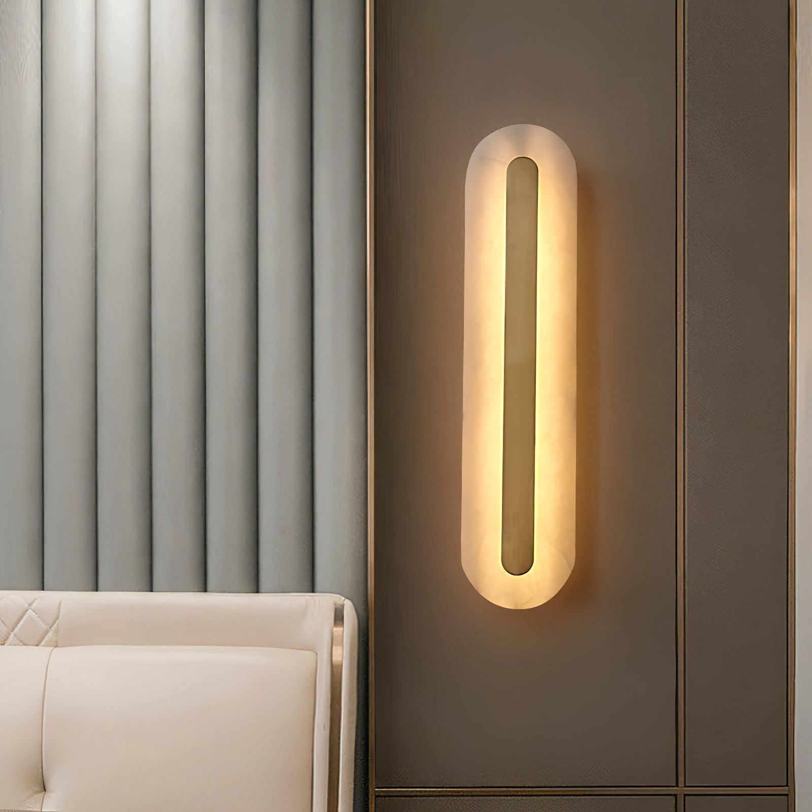 Modern Alabaster Rounded Wall Light Fixture - Elegant Indoor Sconce for Living Room, Bedroom & Hallway Lighting