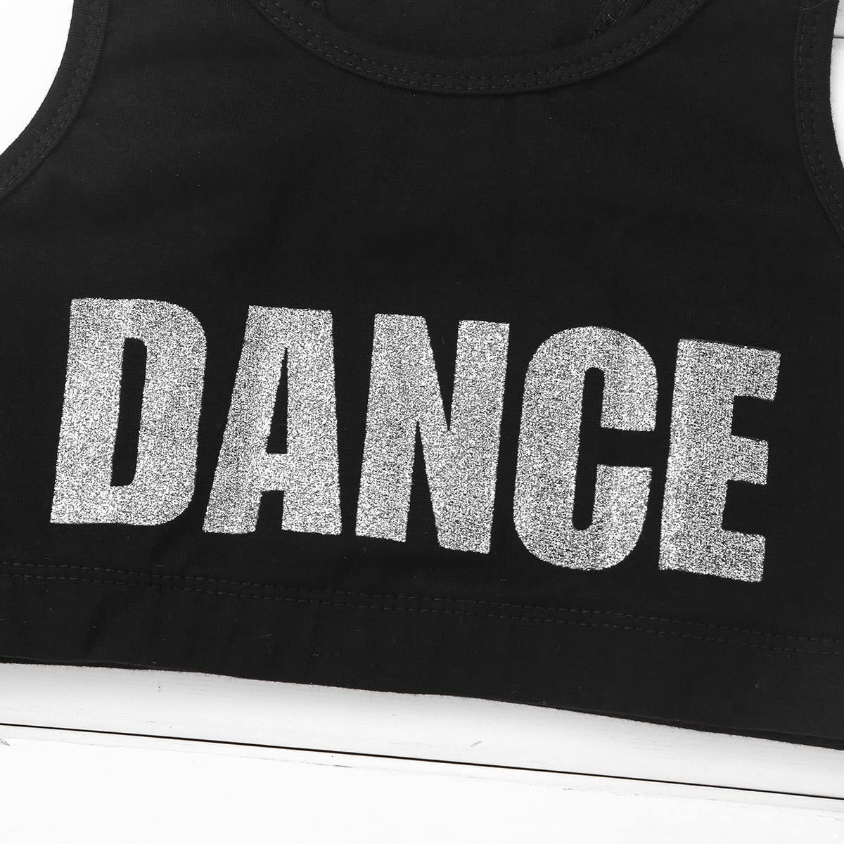 Moily Girls Shiny Dance Sports Bra Top - Racerback Crop Tank Tee for Gymnastics, Dance, Gym & Workout - Perfect for Ballet, Cheerleading, Yoga & Active Play