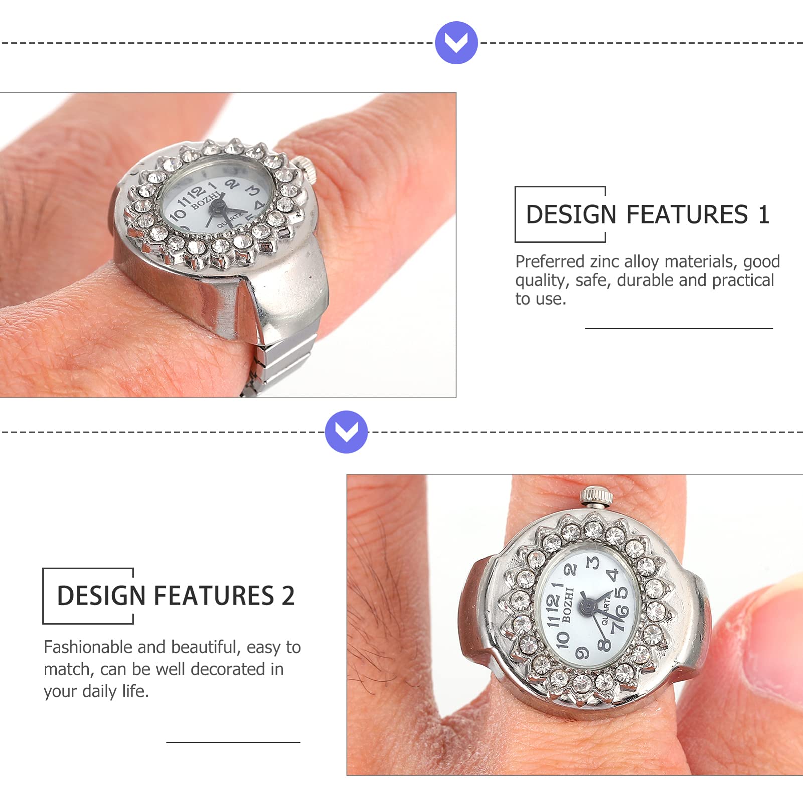 Hemobllo Diamond Ring Watch for Men & Women - Elegant Quartz Finger Watch with Round Dial & Elastic Band - Perfect for Parties, Weddings, and Everyday Fashion Accessories