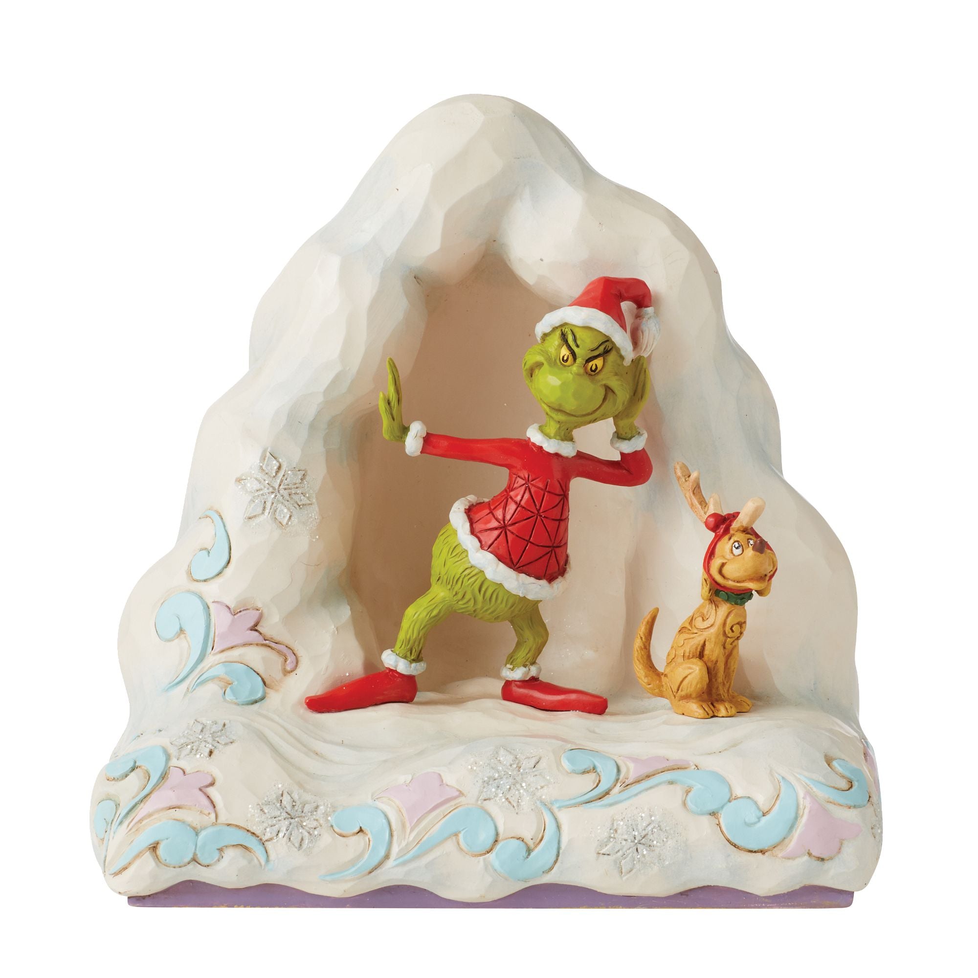 Grinch and Max on Snow Mound Christmas Decor - Festive Holiday Yard Display for Outdoor Winter Decorations