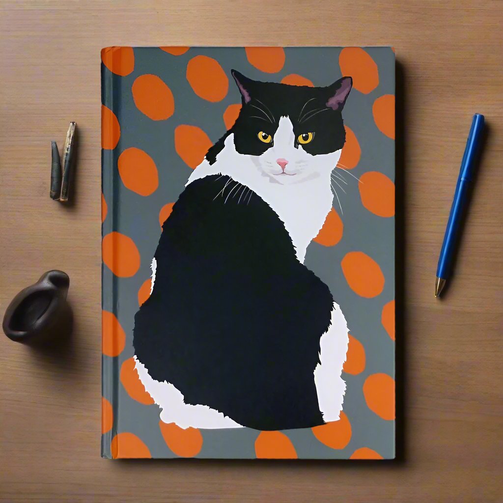 Premium Black & White Cat Design A5 Hardcover Notebook - Perfect for Journaling, Note Taking, and Creative Writing - Ideal Gift for Cat Lovers & Stationery Enthusiasts