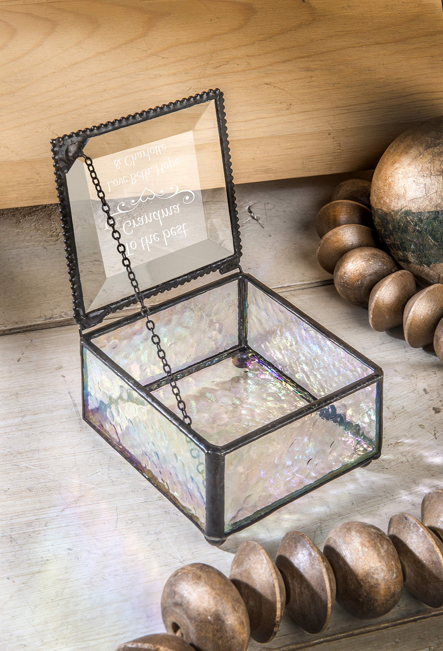 Personalized Glass Jewelry Box - Grandma Gift for Mother's Day & Birthday | Keepsake Display Case for Vanity Organizer