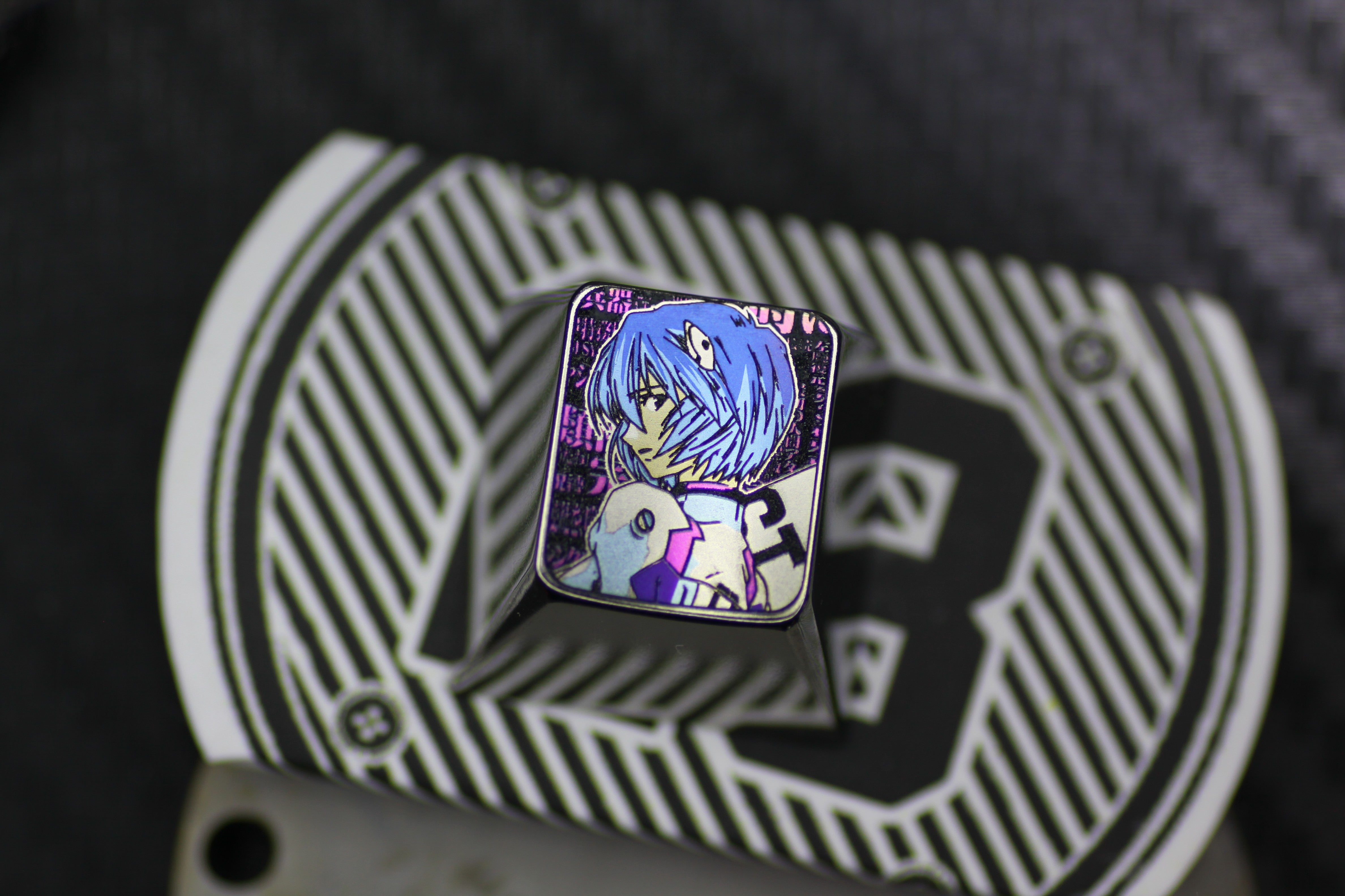 EVA Ayanami Rei Titanium Carved Keycaps - Custom Anime Mechanical Keyboard Keycaps for Gaming & Typing - Perfect for PC, Laptop, and Office Use