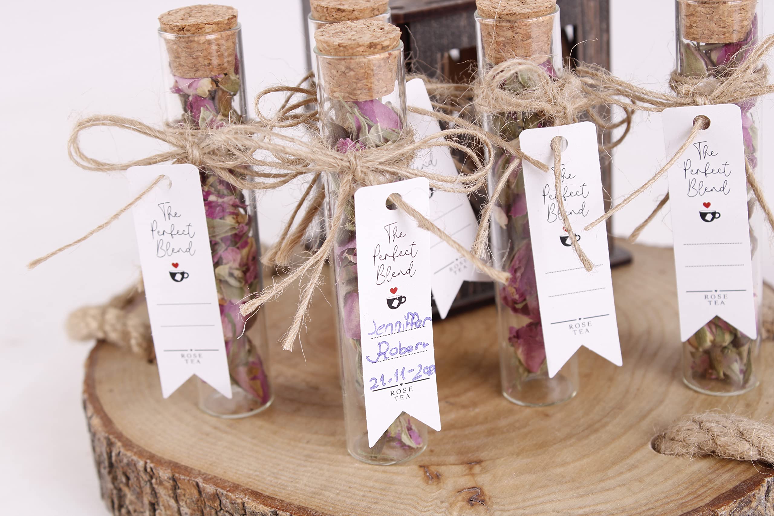 HTF Pack of 10 Elegant Rose Wedding Favors - Bridesmaid Gifts, Bridal Shower Favors, Tea Party Decorations - Perfect for Wedding Guest Gifts & Engagement Party Decor (Rose Gold Tube)