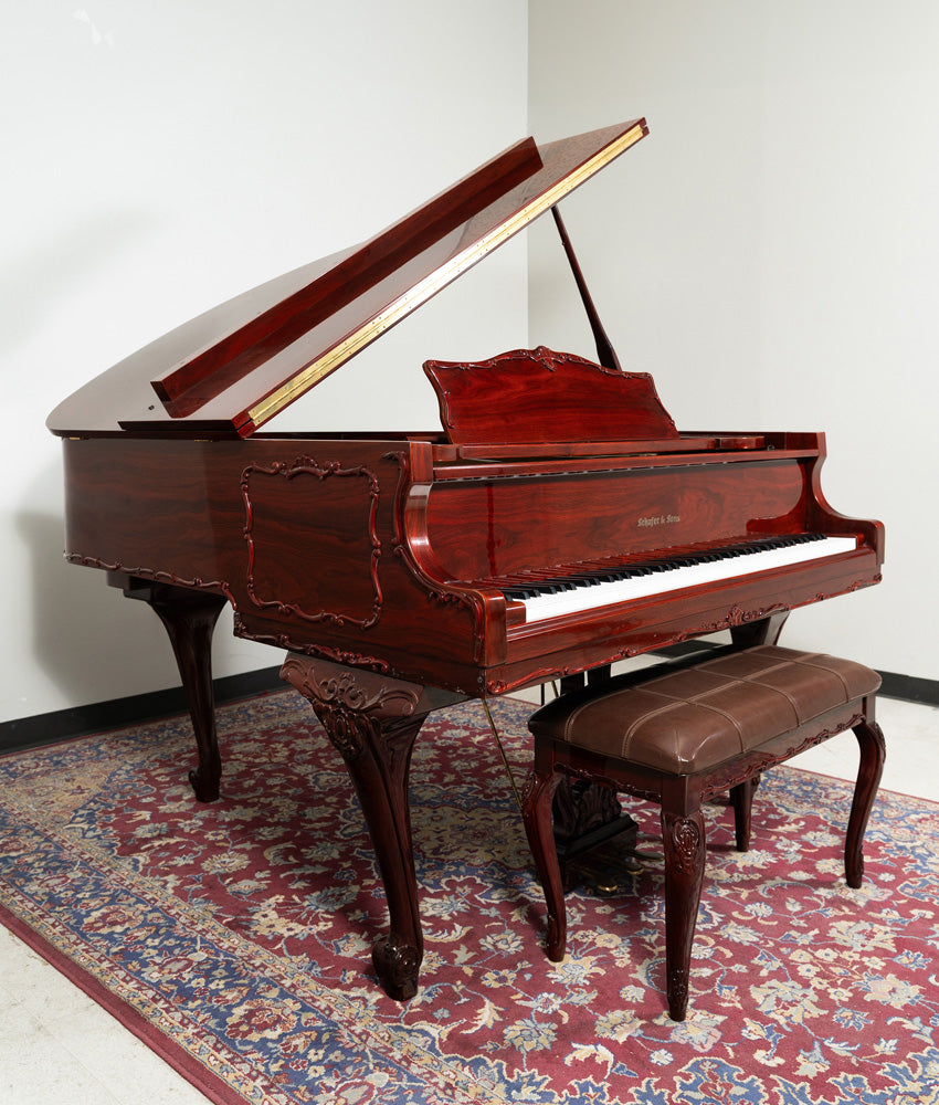 1987 Schafer & Sons SS 51A Grand Piano - Mahogany Polish Finish | Used Vintage Piano with Serial Number 8703156 | Perfect for Home, Studio & Concert Hall Performances