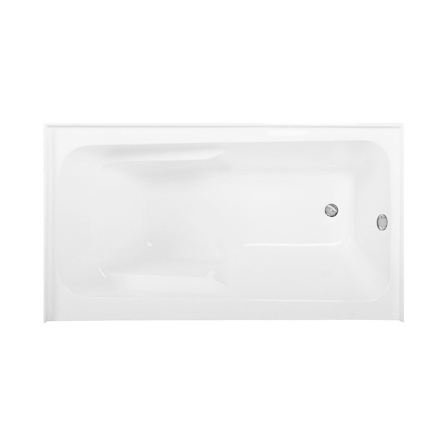 Aqua Eden 54 Inch Acrylic Rectangular 3-Wall Alcove Bathtub with Armrests - Right Hand Drain, Glossy White/Polished Chrome - Perfect for Modern Bathroom Renovations & Spa-Like Relaxation