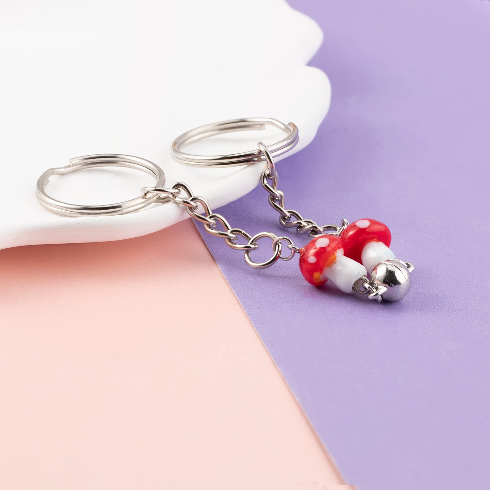 2Pcs Magnetic Mushroom Friendship Keychain - Best Friend Gifts for Women, Sister, BFF - Cute Jewelry for Everyday Carry, Travel & Keepsake