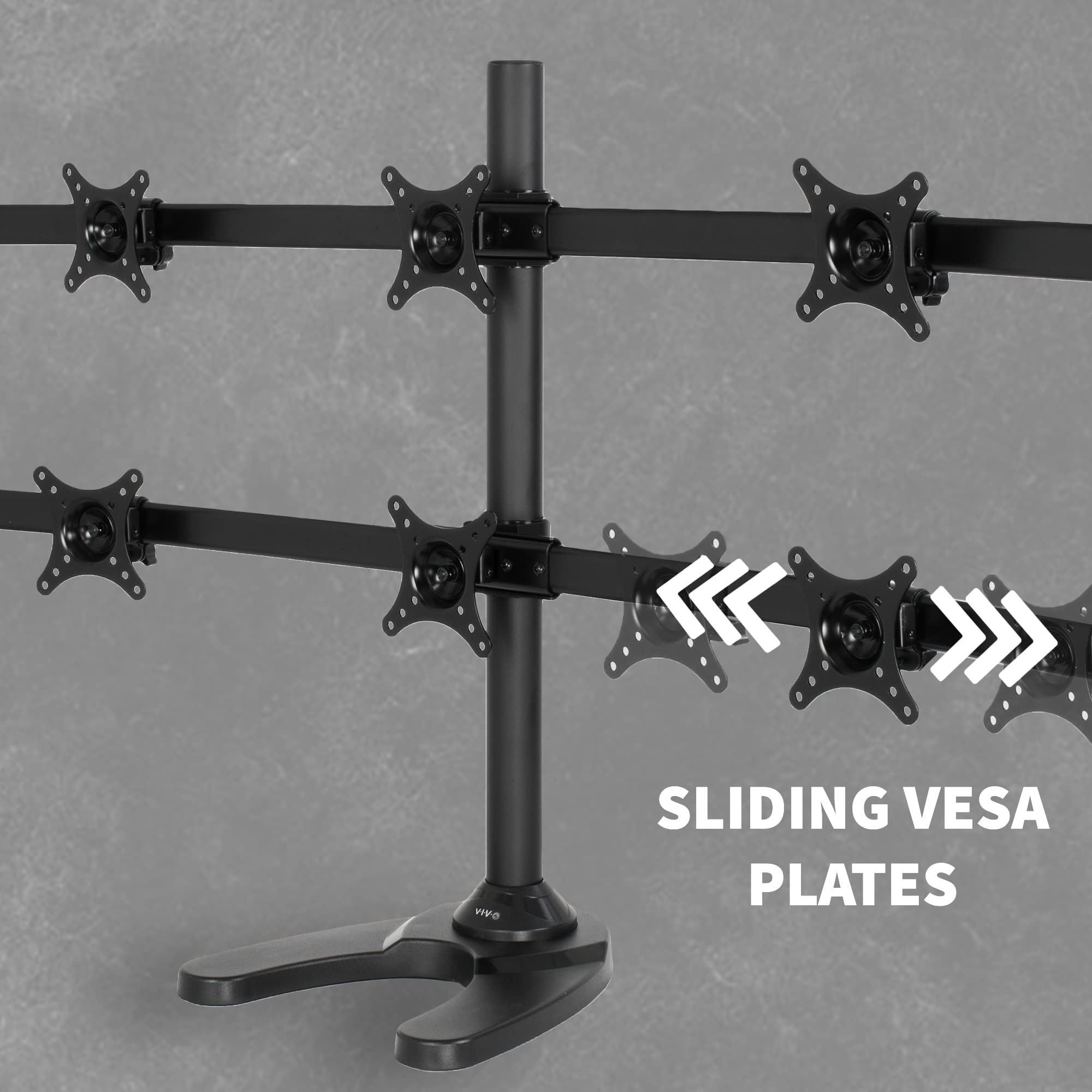 VIVO Hex LCD Monitor Stand - Adjustable Height 6 Screen Desk Mount for up to 27 inch Screens, STAND-V006F - Perfect for Multi-Monitor Gaming, Office Workstations & Home Office Setups