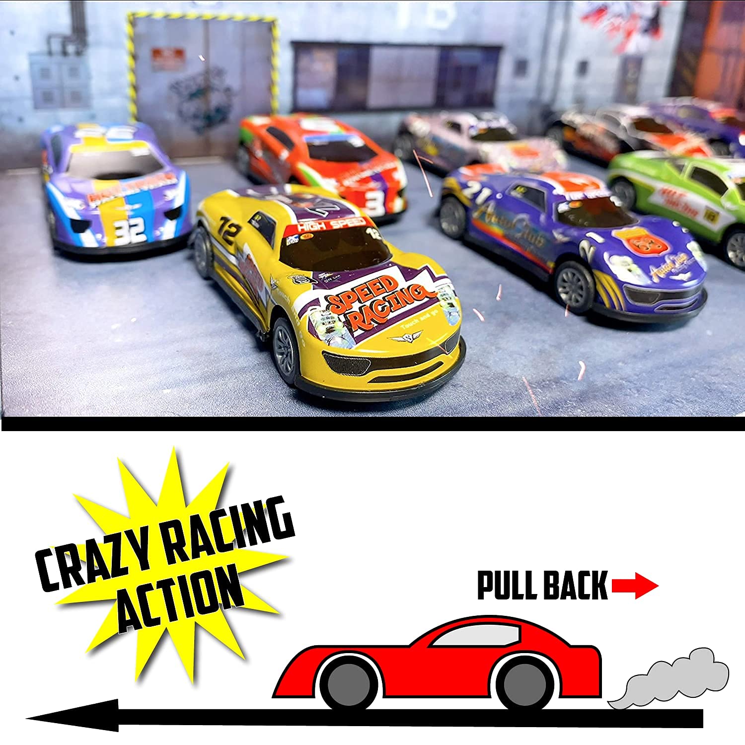 Golden Wheel 24-Piece Race Car Set - 1:64 Scale Die-Cast Metal Pull Back Toy Cars with Storage Case & Free Online Games - 2023 Hot Toy Gift for Kids Ages 3+ - Perfect for Birthday Parties, Playtime & Collecting