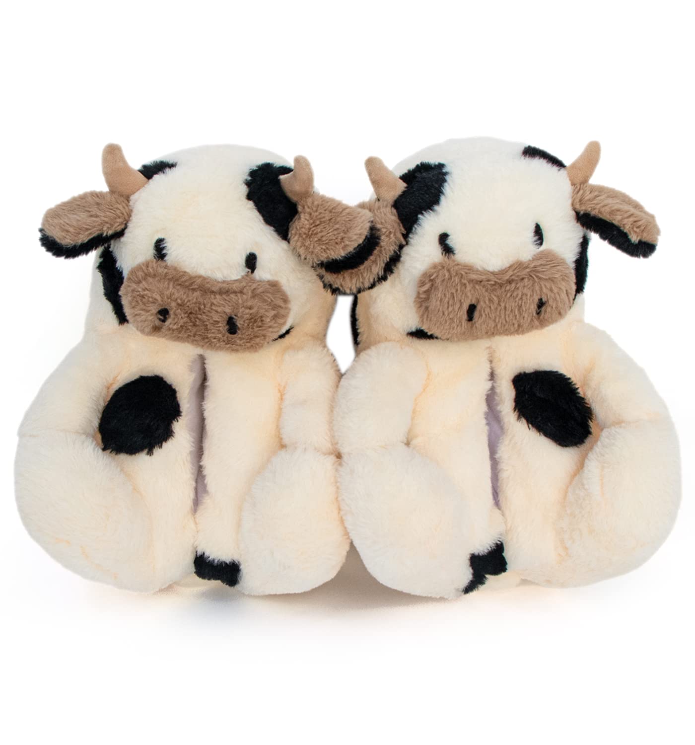 Cute Fuzzy Cow Slippers for Women & Men - Soft Animal House Shoes with Stuffed Teddy Bear Design | Perfect for Indoor Comfort, Gifts & Relaxation at Home