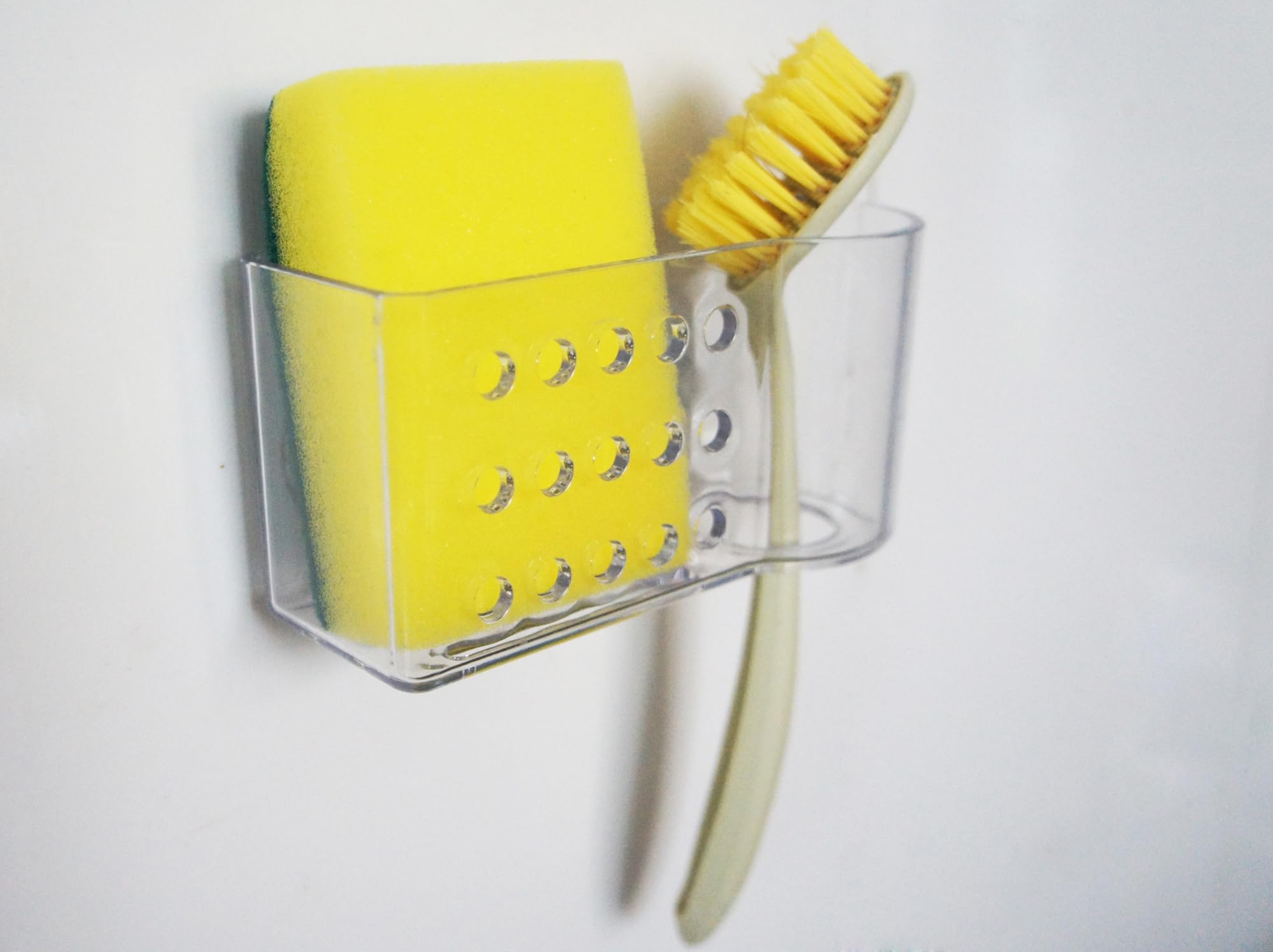 AMUONTY Clear Plastic Sponge Holder for Kitchen Sink - Suction Cup Sponge Caddy & Sink Organizer (5.7