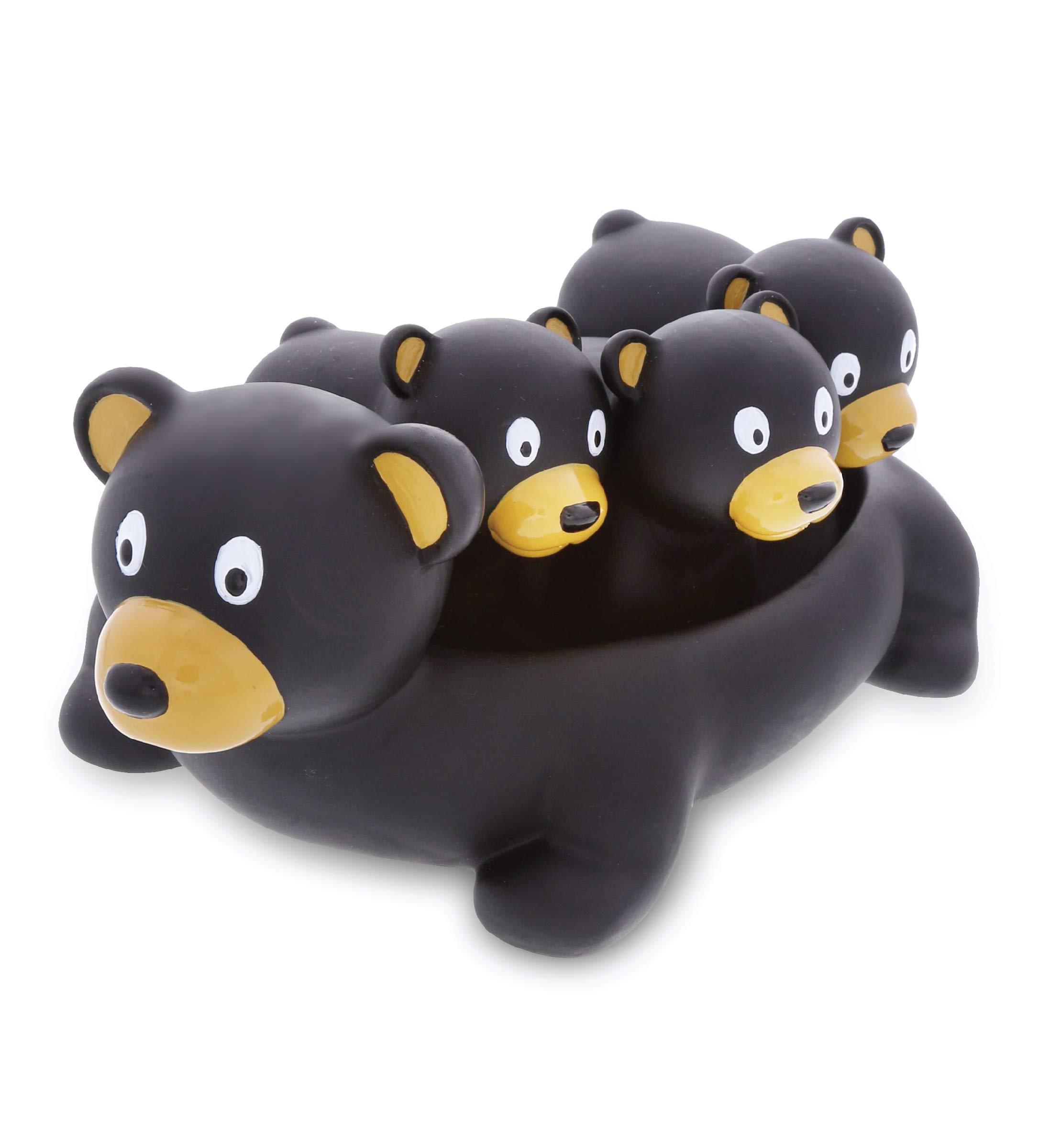DolliBu Black Bear Animal Bath Toys for Kids - 4-Piece Water Squirter Bathtub Toys Set, Fun Floating Rubber Animal Toys for Baby & Toddler Bath Time | Perfect for Sensory Play, Pool Parties & Bathroom Decor