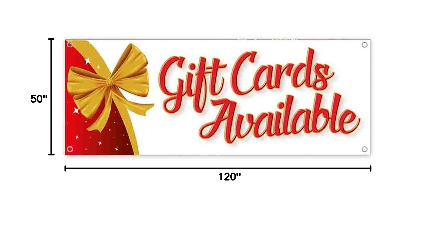 13 oz Heavy-Duty Vinyl Gift Cards Available Sign - Single-Sided with Metal Grommets for Retail Stores & Businesses | Durable Non-Fabric Banner for Indoor/Outdoor Use