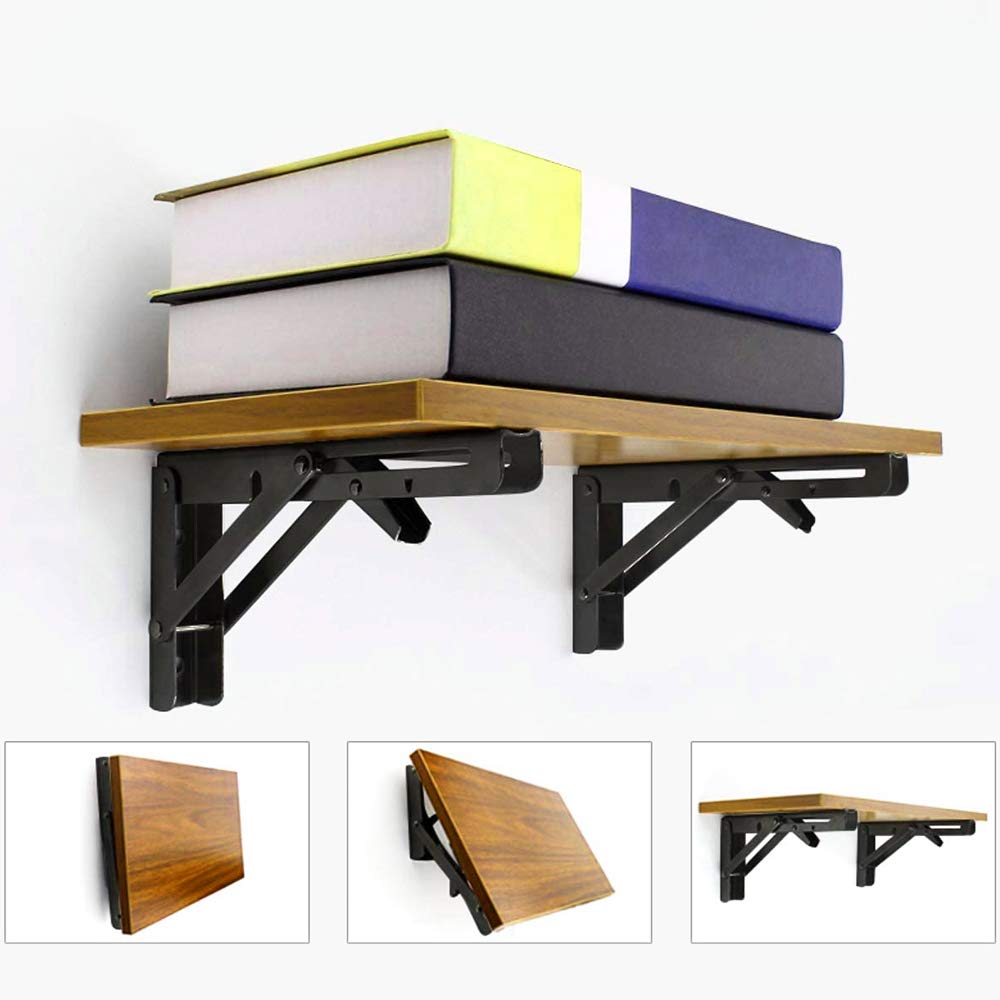 Heavy Duty Folding Shelf Brackets 16 Inch - 150 lb Max Load for DIY Wall Mount & Space Saving