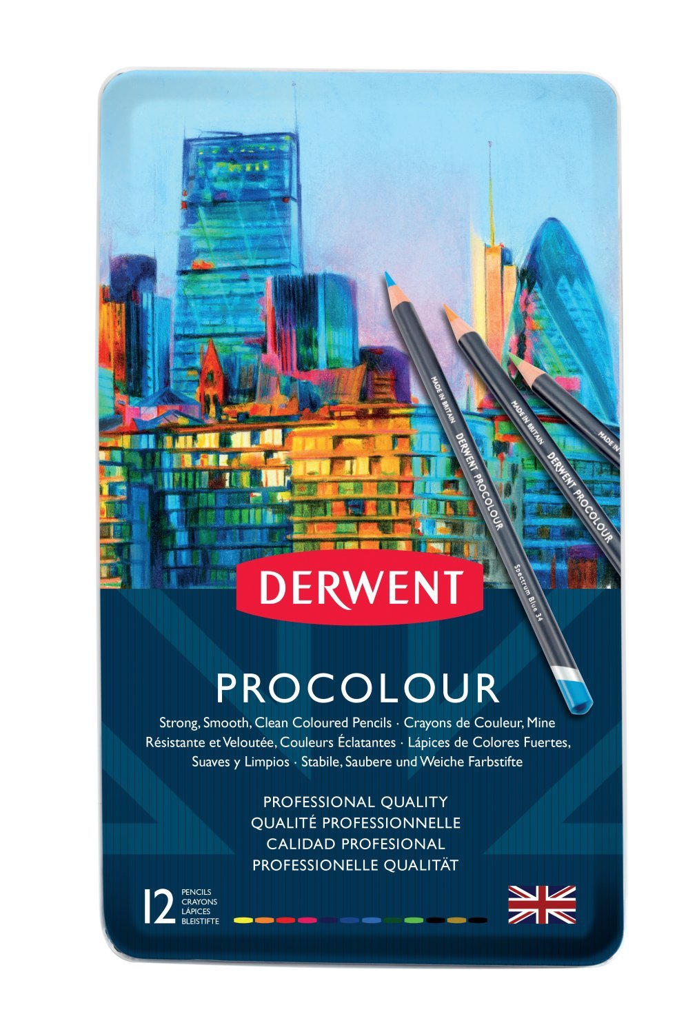 Derwent Procolour Colored Pencils Set - Premium Artist Drawing Pencils in Metal Tin - 12 Vibrant Colors for Sketching, Coloring & Professional Artwork (2302505) | Perfect for Beginners, Students & Artists