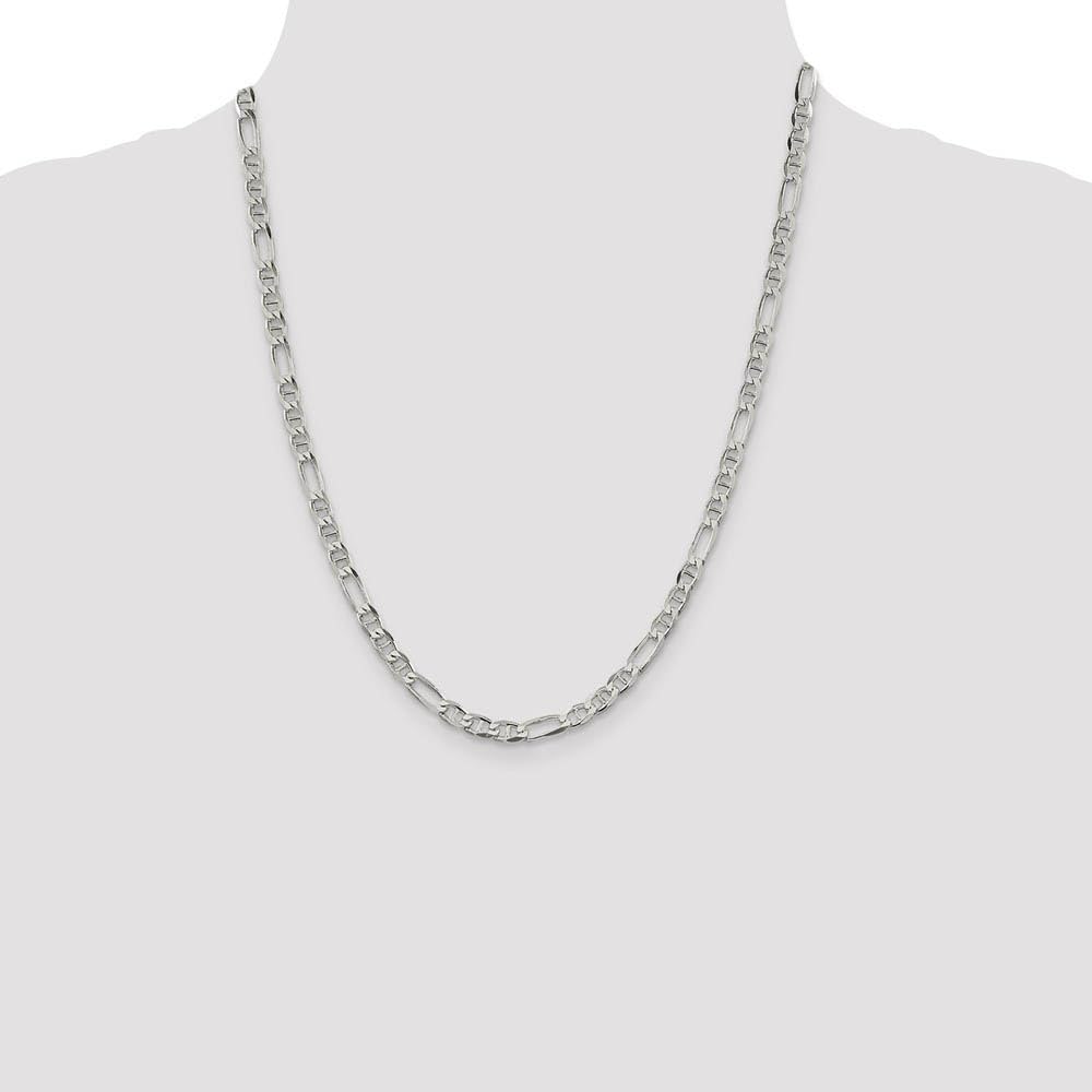 4.5mm Sterling Silver Solid Figaro Anchor Chain Necklace for Men & Women - Durable Black Bow Jewelry for Everyday Wear, Gifts & Special Occasions