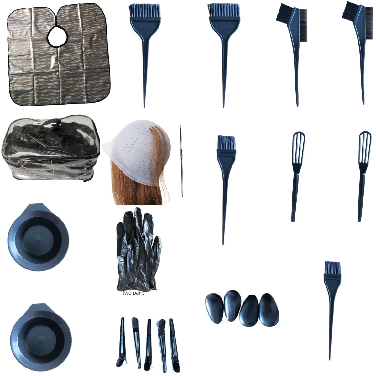 Professional Hair Dye Kit with Brush, Bowl, Cap, Ear Covers & Gloves - Complete DIY Hair Coloring Tools Set for At-Home Salon Experience | Perfect for Root Touch-Ups, Full Color Application & Creative Hair Styling