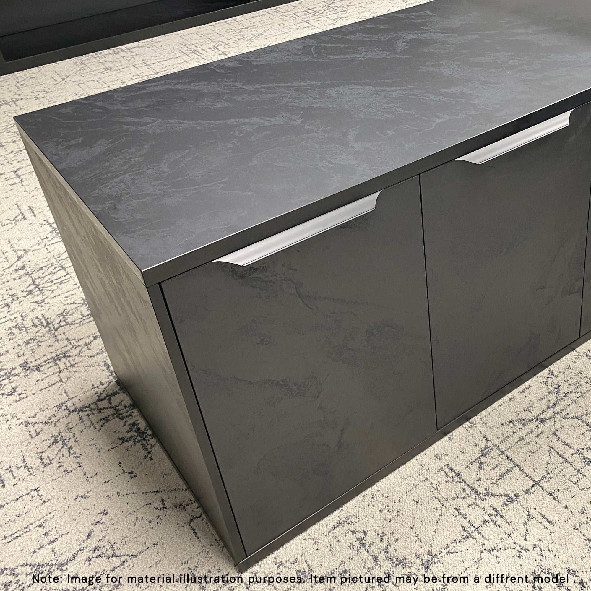 ADRIANO Black Executive Office Desk - Reversible 165-180cm, Black Concrete Finish - Perfect for Home Office, Conference Room & Modern Workspace
