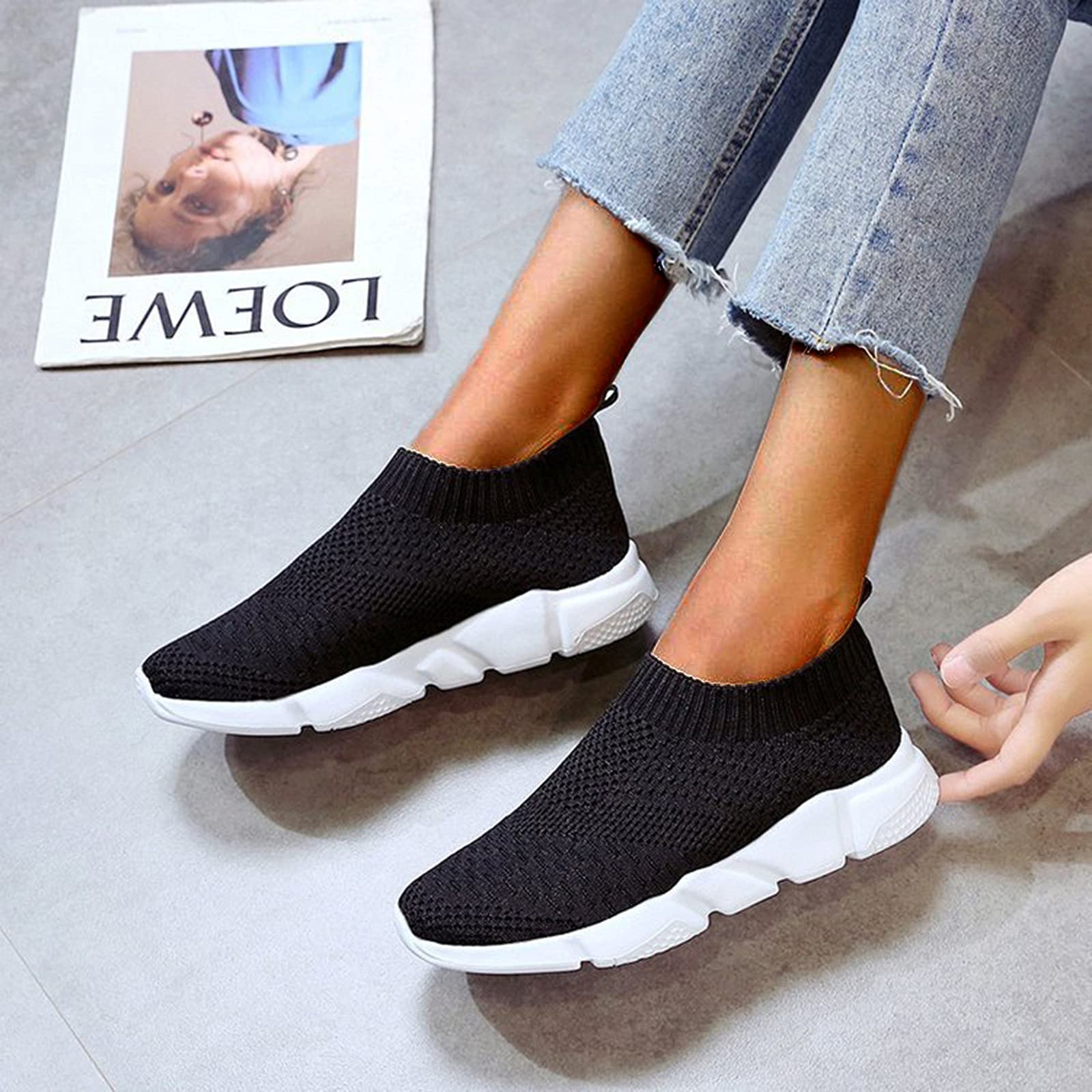 Women's Slip On Sneakers Size 8 Wide - Comfortable Winter Dress Shoes with Arch Support for Business Casual & Running | Orthopedic Walking Shoes for Women (White) | Perfect for Office, Travel & Daily Wear