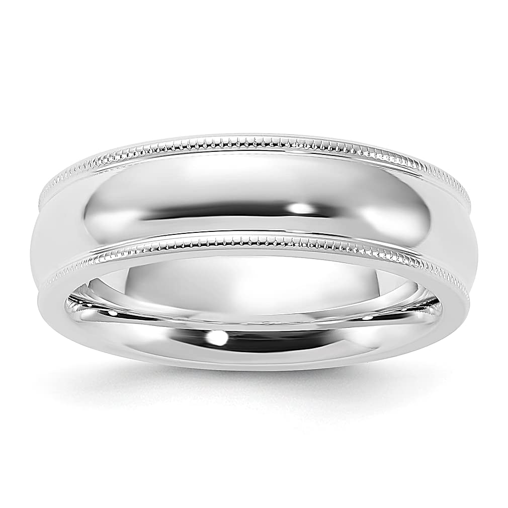 925 Sterling Silver 6mm Comfort Fit Half Round Milgrain Wedding Band Ring - Size 12 Classic Fine Jewelry for Women - Perfect Gift for Her, Anniversary, Engagement & Everyday Elegance
