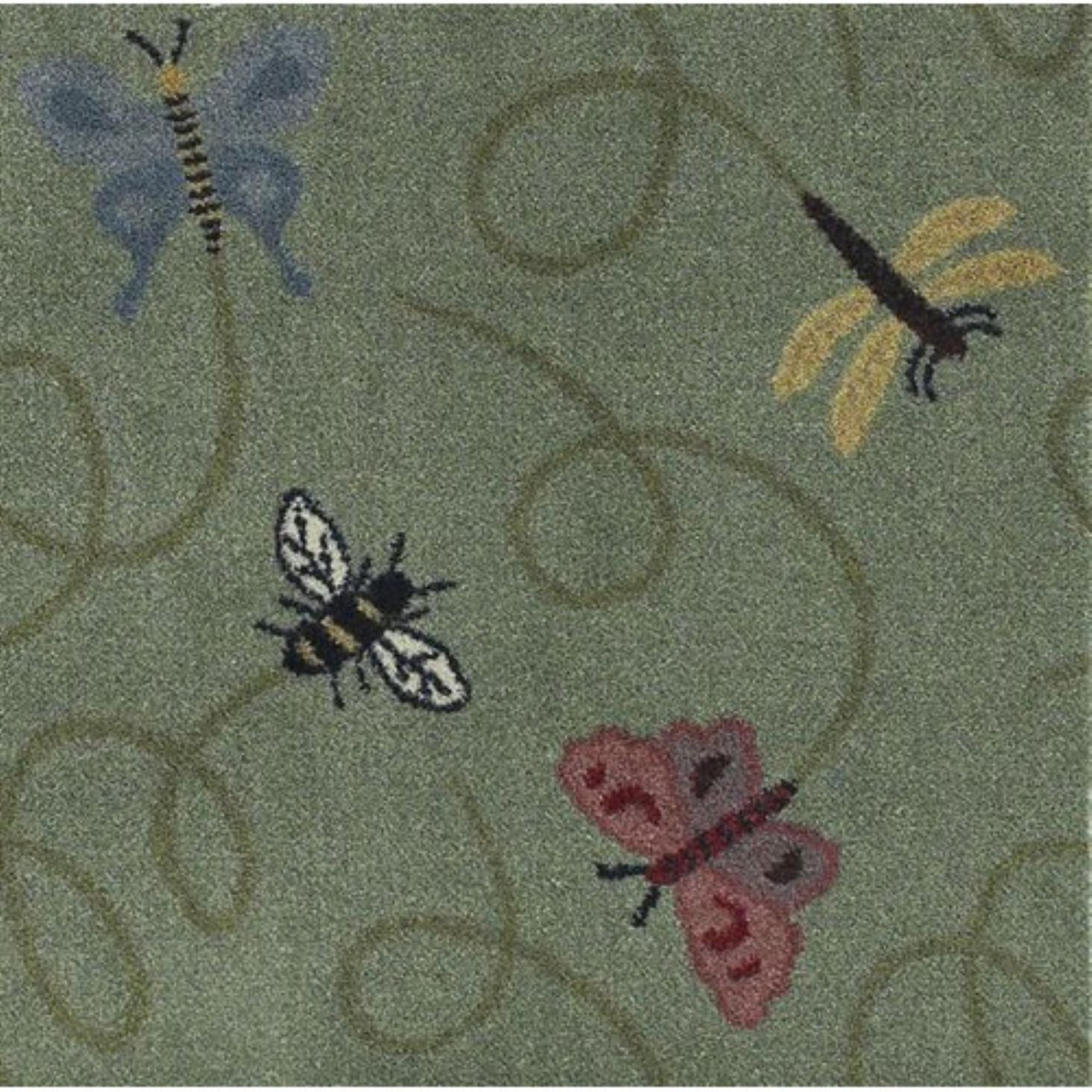 Joy Carpets Kaleidoscope Wing Dings Whimsical Area Rugs - Beige Non-Slip Kids Playroom & Nursery Rug - Soft Play Mat for Children's Bedroom, Living Room Decor