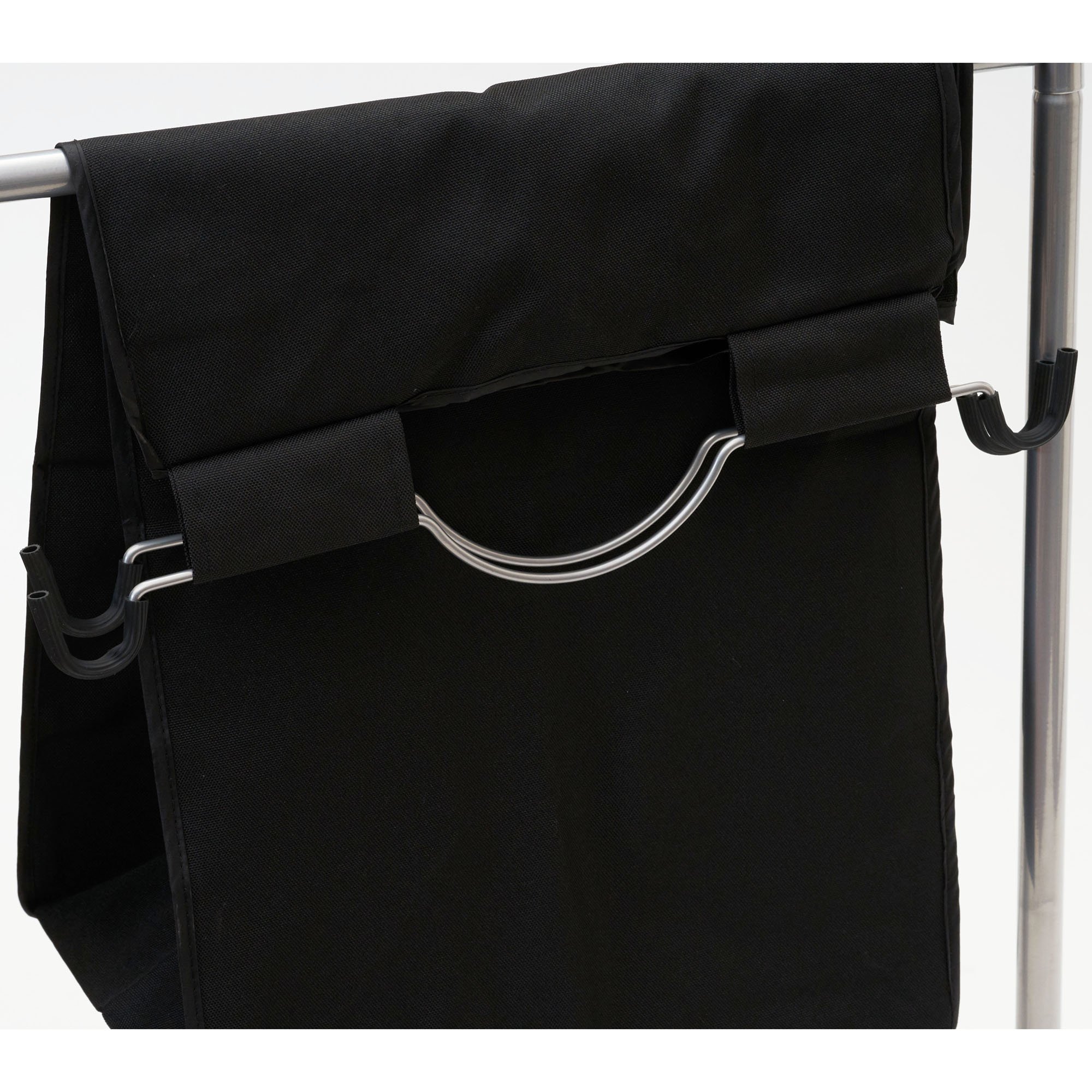 7044 Triple Laundry Sorter with Wheels - Black & Grey Hamper for Bedroom, Laundry Room & Dorm Organization | Foldable Clothes Basket for Easy Sorting & Storage