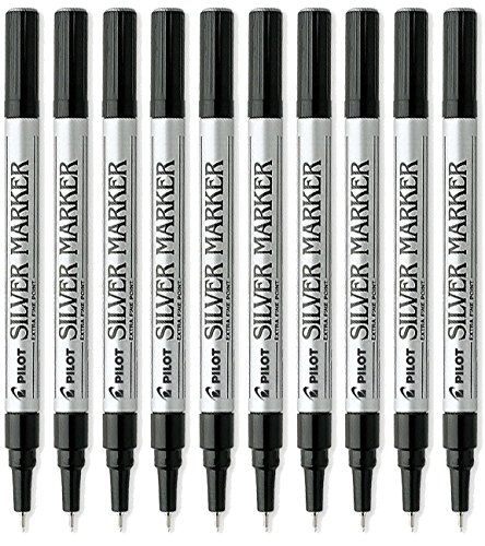 Pilot Silver Metallic Permanent Paint Marker Set - Extra Fine Point (0.7mm) - 10-Pack (41801) - Ideal for DIY Crafts, Labeling, Metal & Glass Writing, and Industrial Marking