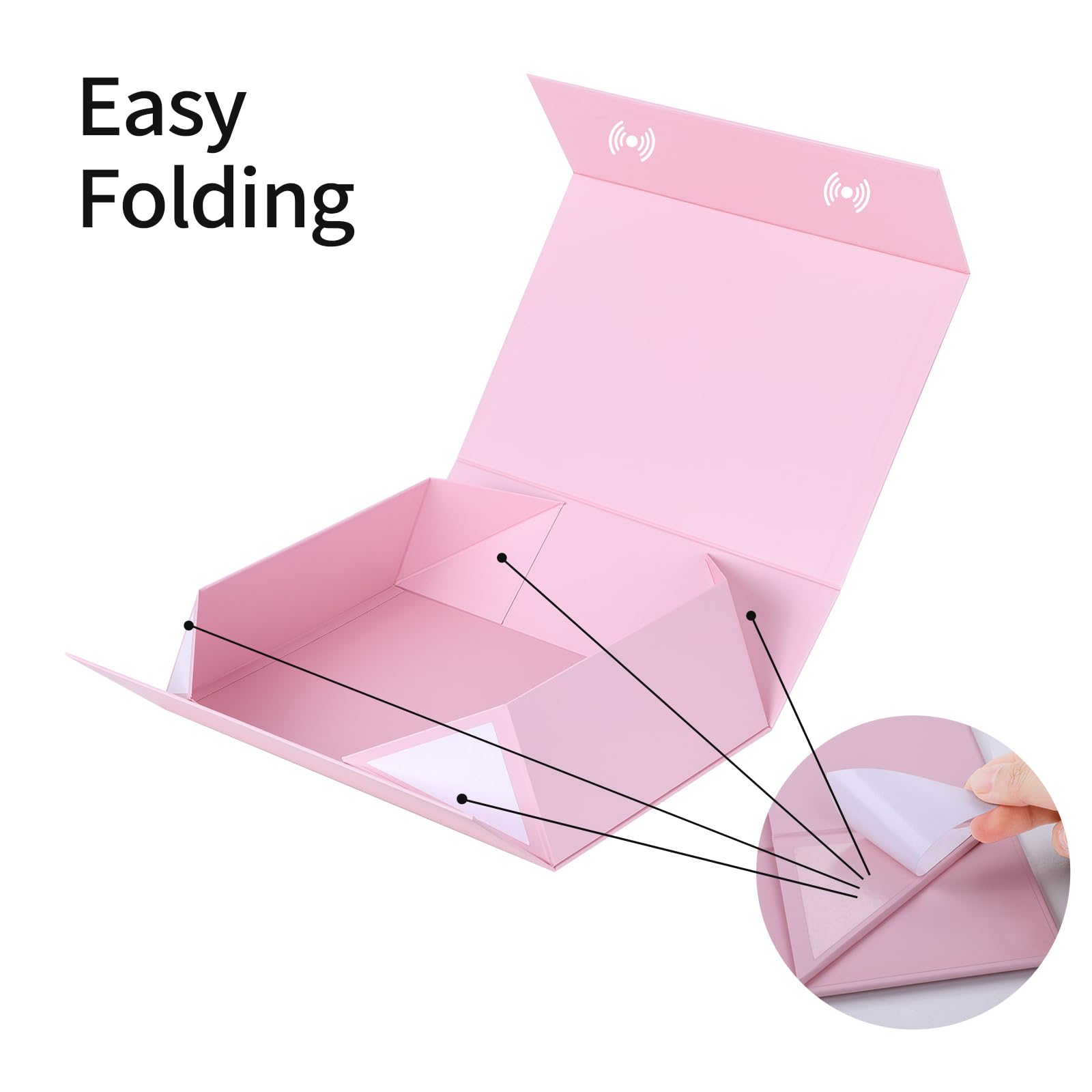 ELONG HOME 13x9x4 Inch Large Pink Gift Box with Ribbon & Magnetic Closure - DIY Paintable Wedding Shower, Bridal Party, Valentine's Day Present Box - Perfect for Jewelry, Cosmetics, Keepsakes & Special Occasion Gifts
