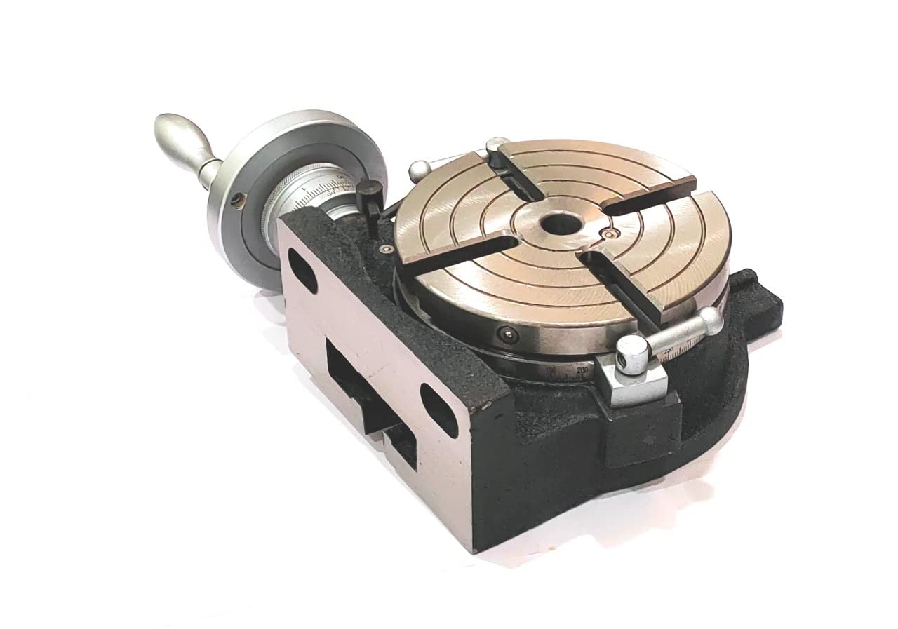 6 Inch (150mm) HV6 Rotary Table - Horizontal & Vertical Milling Table with 4-Slot Design, 2/5 Inch (10mm) Center Hole, MT-2 Taper - Includes Indexing Plate Set for Precision Milling & Drilling - Perfect for Metalworking, CNC Machining, and DIY Projects