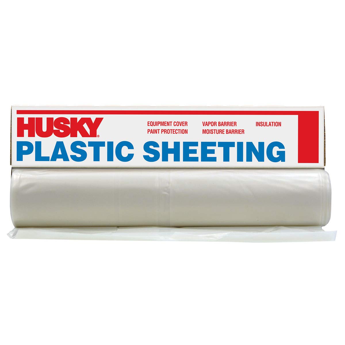 Poly-America 8' X 100' Clear 4 mil Polyethylene Husky Plastic Sheeting - Heavy Duty Waterproof Cover for Construction, Painting, Floor Protection & Weatherproofing