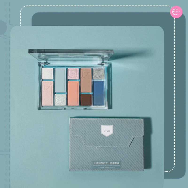 Biya Denim Inspired 10-Color Multi Texture Eyeshadow Palette - Long Lasting Pigmented Makeup for Day & Night Looks - Perfect for Parties, Weddings and Everyday Wear
