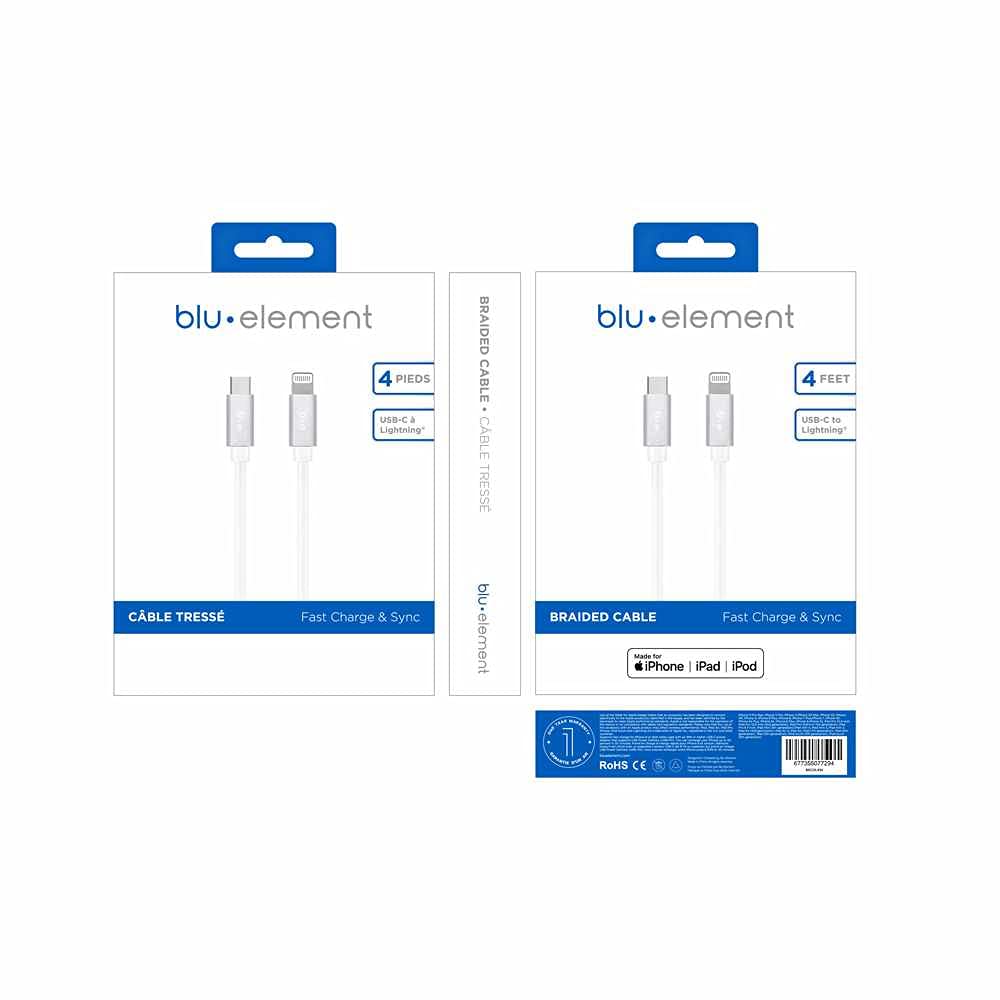 Premium Braided USB-C to Lightning Cable 4ft Fast Charging & Sync - Durable Nylon Cord for iPhone 14/13/12/11/X/8 - Perfect for Home, Office & Travel