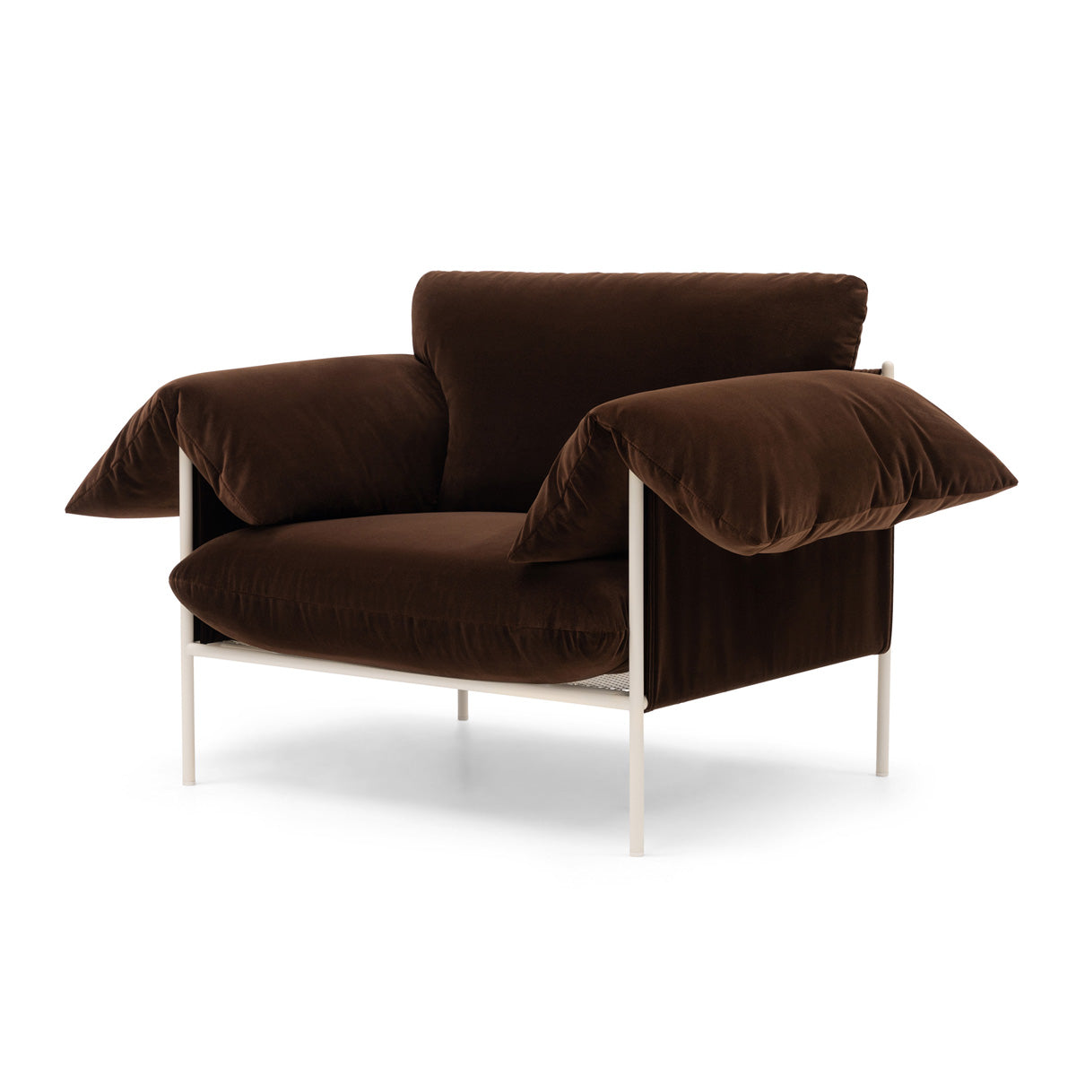 Alva Armchair with Nougat Frame & Avalon Piccolo Fabric - Modern Accent Chair for Living Room, Bedroom, or Office - Comfortable Lounge Seating for Home Decor