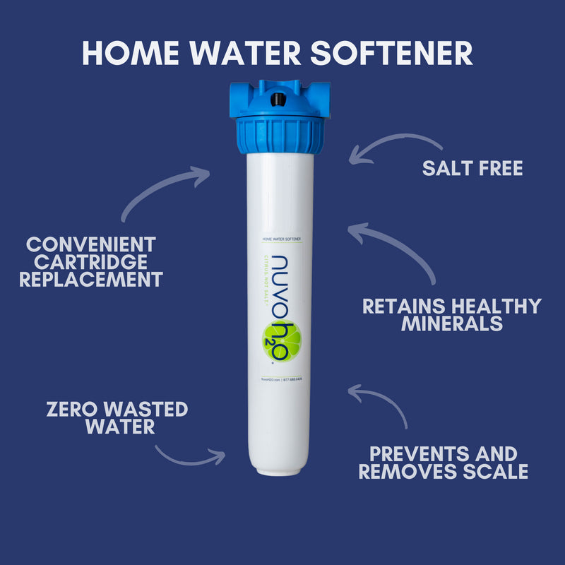NuvoH2O Home Water Softener System - Salt-Free Water Softening Solution for Hard Water | Perfect for Showers, Laundry & Appliances