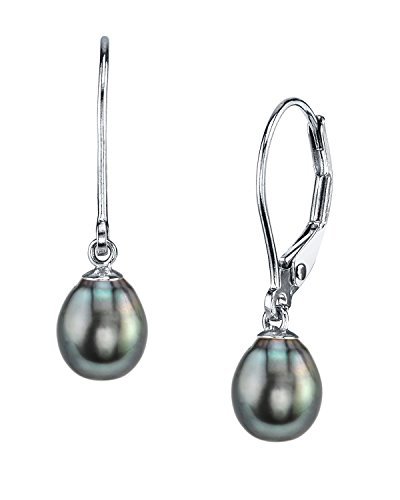 AAA Quality Genuine Black Tahitian South Sea Cultured Pearl Leverback Earrings for Women - 18K Gold Drop Pearl Jewelry - Perfect for Weddings, Parties & Special Occasions