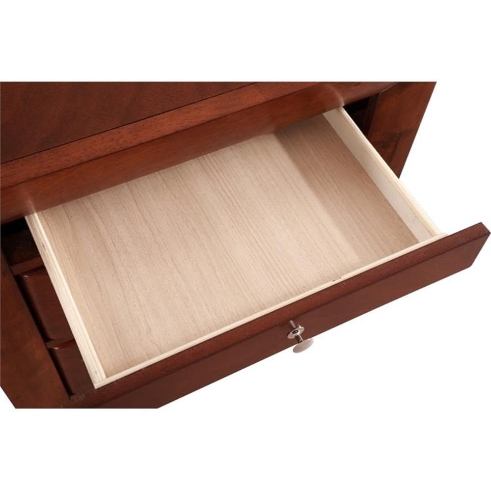 Glory Furniture Marilla 3-Drawer Cherry Wood Nightstand - Bedside Table for Bedroom, Living Room & Guest Room Storage