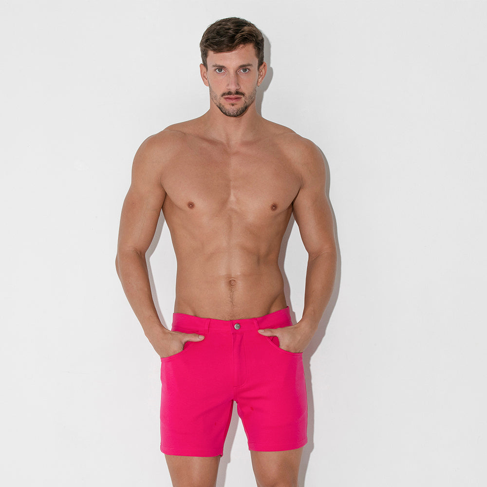 Code 22 Slim Fit 5-Pocket Stretch Shorts for Women - Comfortable Fuchsia Casual Shorts for Summer, Gym, Yoga & Outdoor Activities
