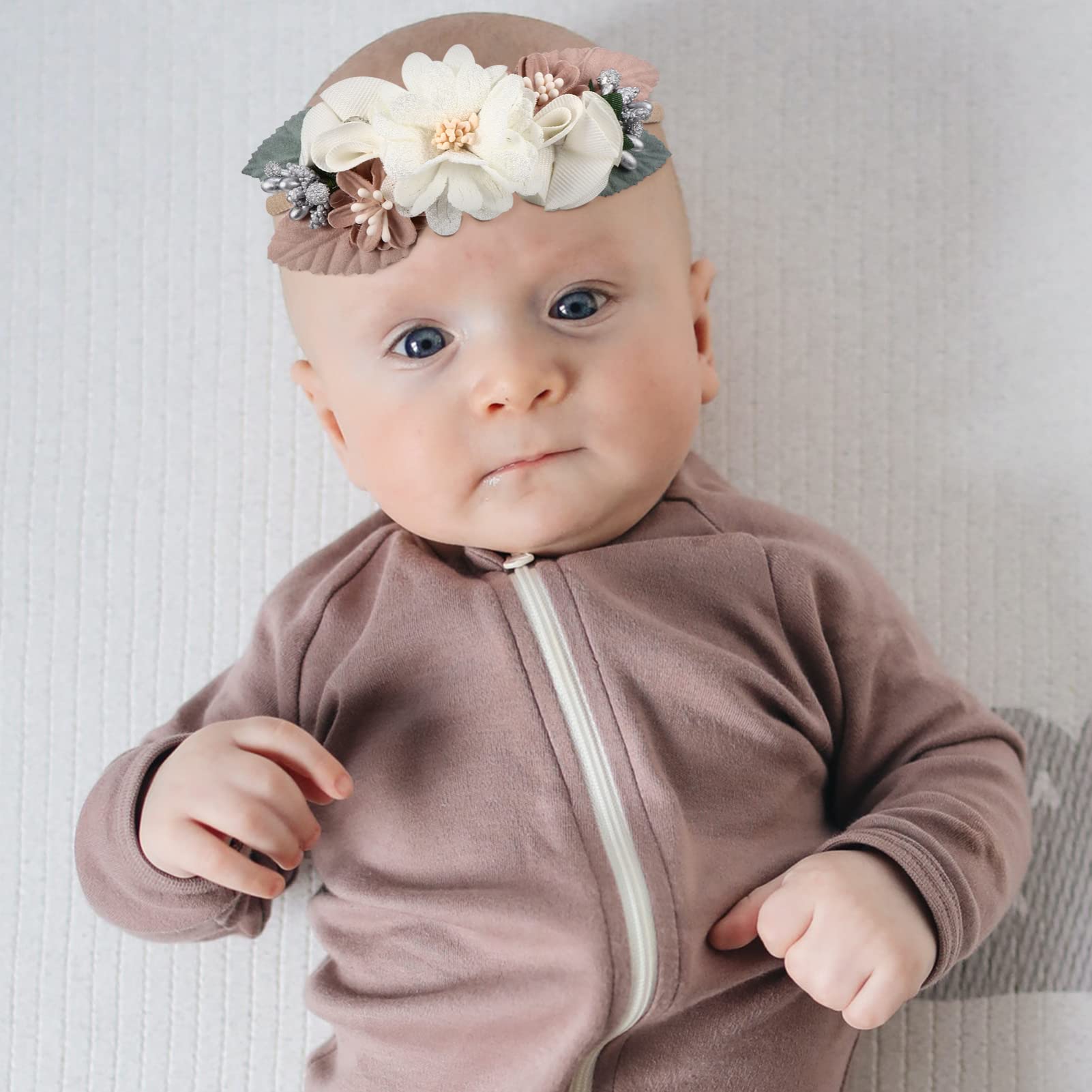 GALPADA 6-Piece Newborn Baby Girl Headbands Set - Lace Headwraps with Flower Bows, Soft Elastic Hair Bands for Infants (0-24 Months) | Perfect for Photoshoots, Baptisms, Birthday Parties & Special Occasions