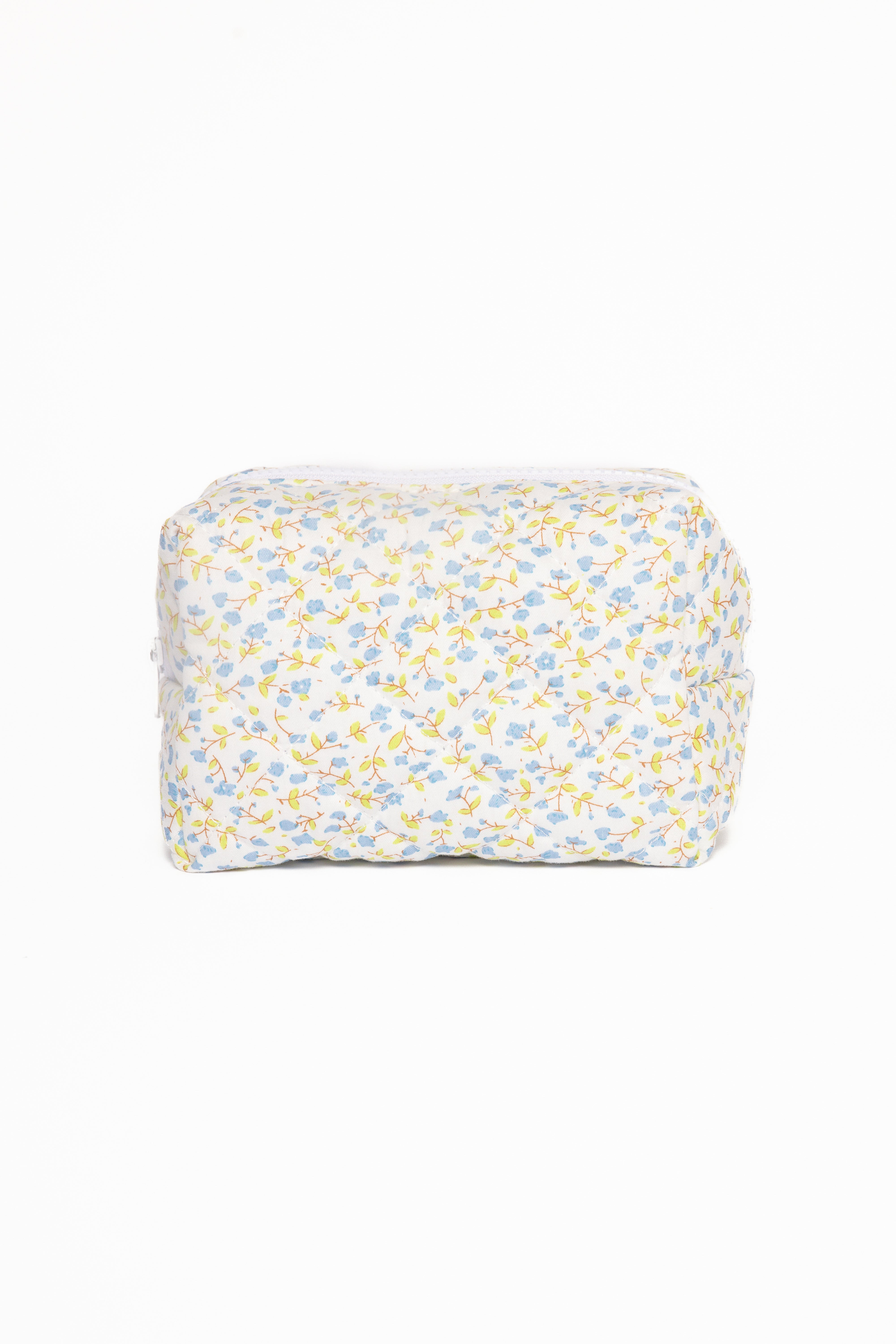 Clementine Cosmetic Bag - Blue Floral Makeup Pouch for Travel & Organizer | Perfect for Toiletries, Brushes & Beauty Essentials