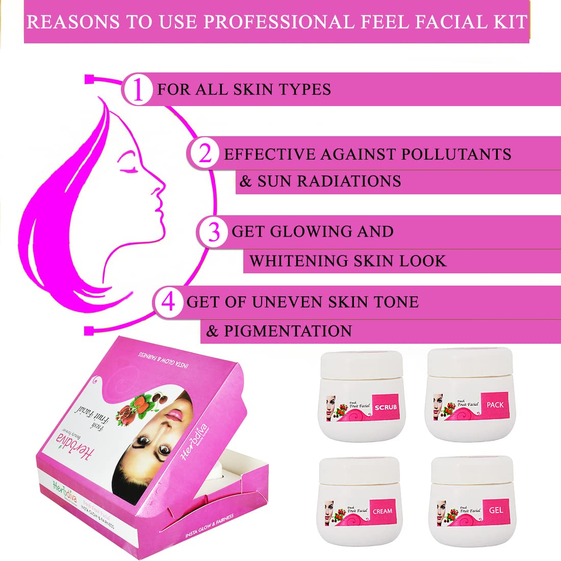 Herbdiva Fresh Fruit Facial Kit 130g with Aloe Vera & Fruit Enzymes - Insta Glow & Brightening Treatment for Radiant Skin | At-Home Spa & Self-Care Beauty Routine