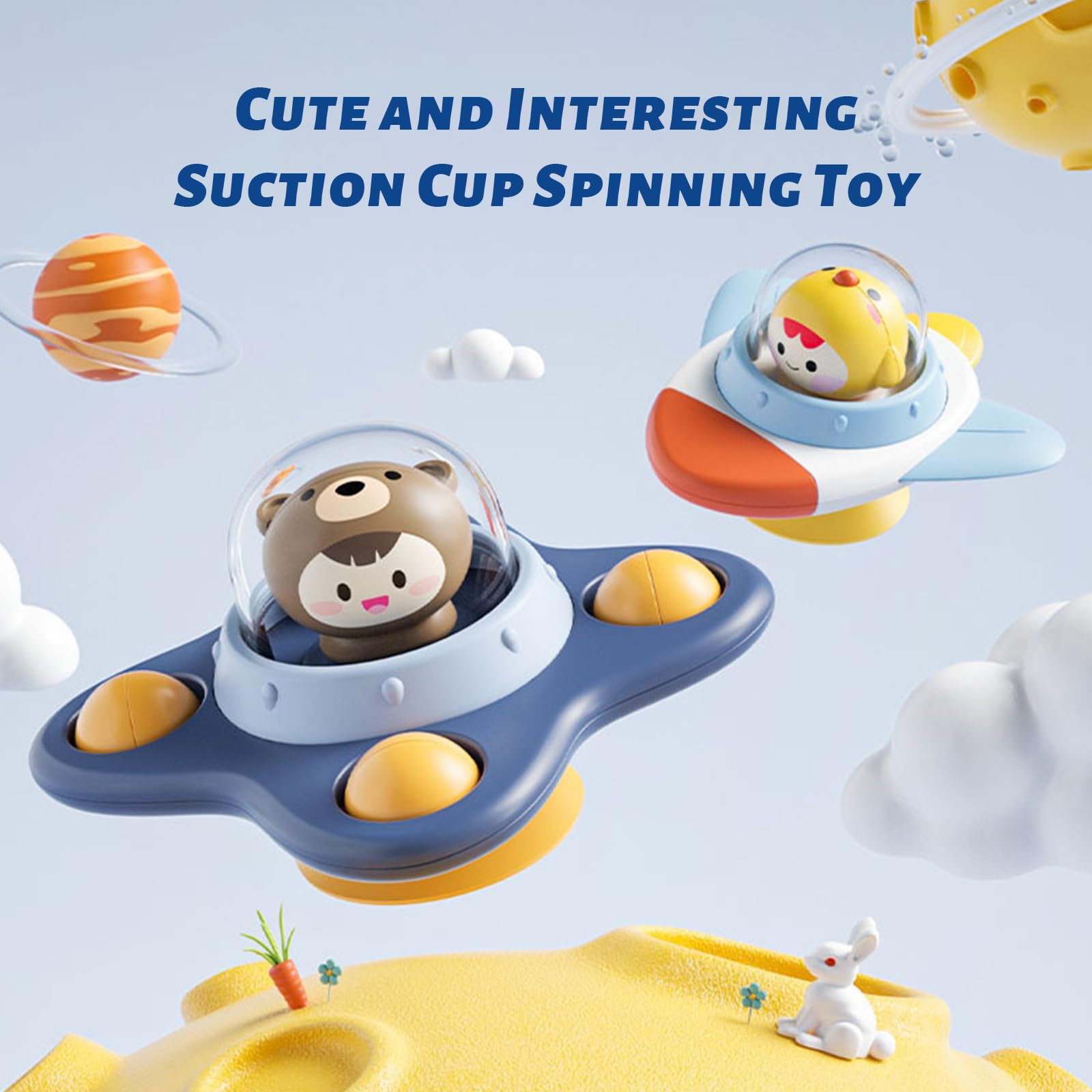 3PCS Suction Cup Spinner Toy for Toddlers - Sensory Bath Toys for Babies & Kids, Fun Travel & Learning Spinning Toys, Perfect Birthday Gift for Boys & Girls (Universe Design) - Great for Bath Time, Car Rides & Sensory Play