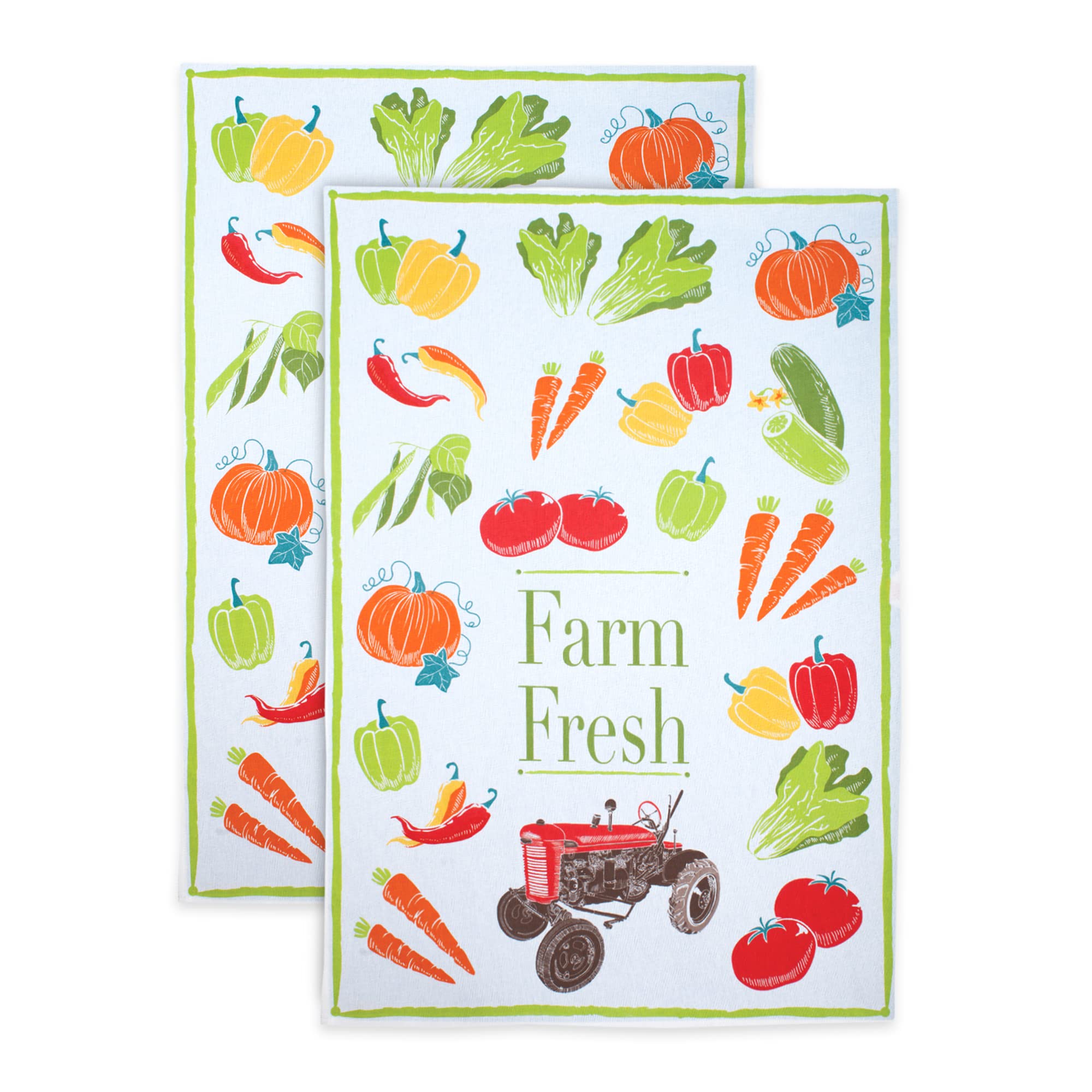 Premium Cotton Kitchen Towels Set of 2 - 100% Designer Printed Highly Absorbent Dish Cloths for Cleaning, Drying Dishes & Countertops - Machine Washable Reusable Farmhouse Style - Perfect for Farmhouse Kitchens, Restaurants & Home Decor