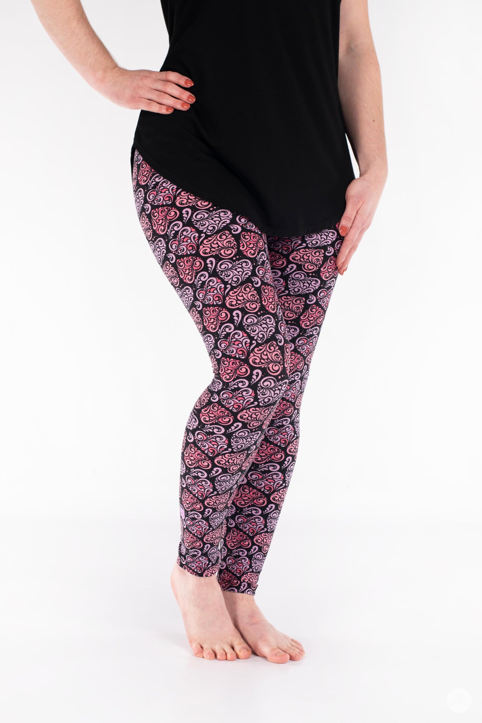 Heart to Heart Patterned Leggings for Women - Soft High Waist Yoga Pants with Stretchy Comfort - Perfect for Workout, Running, Lounge & Casual Wear