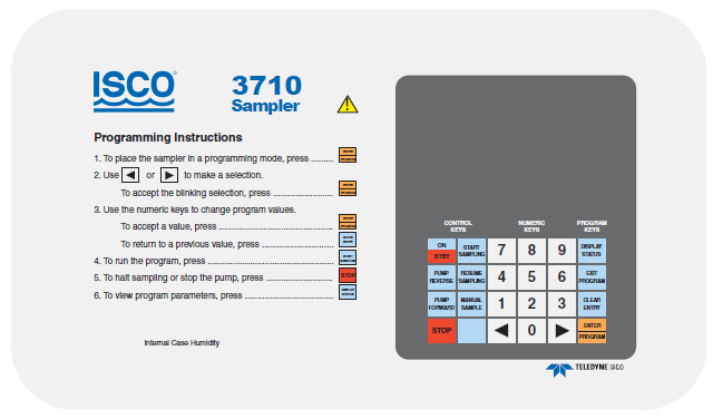 3710 / 3710C Sampler Control Panel Label - Replacement Part for Water Quality Testing Equipment | Perfect for Lab, Field Research & Environmental Monitoring