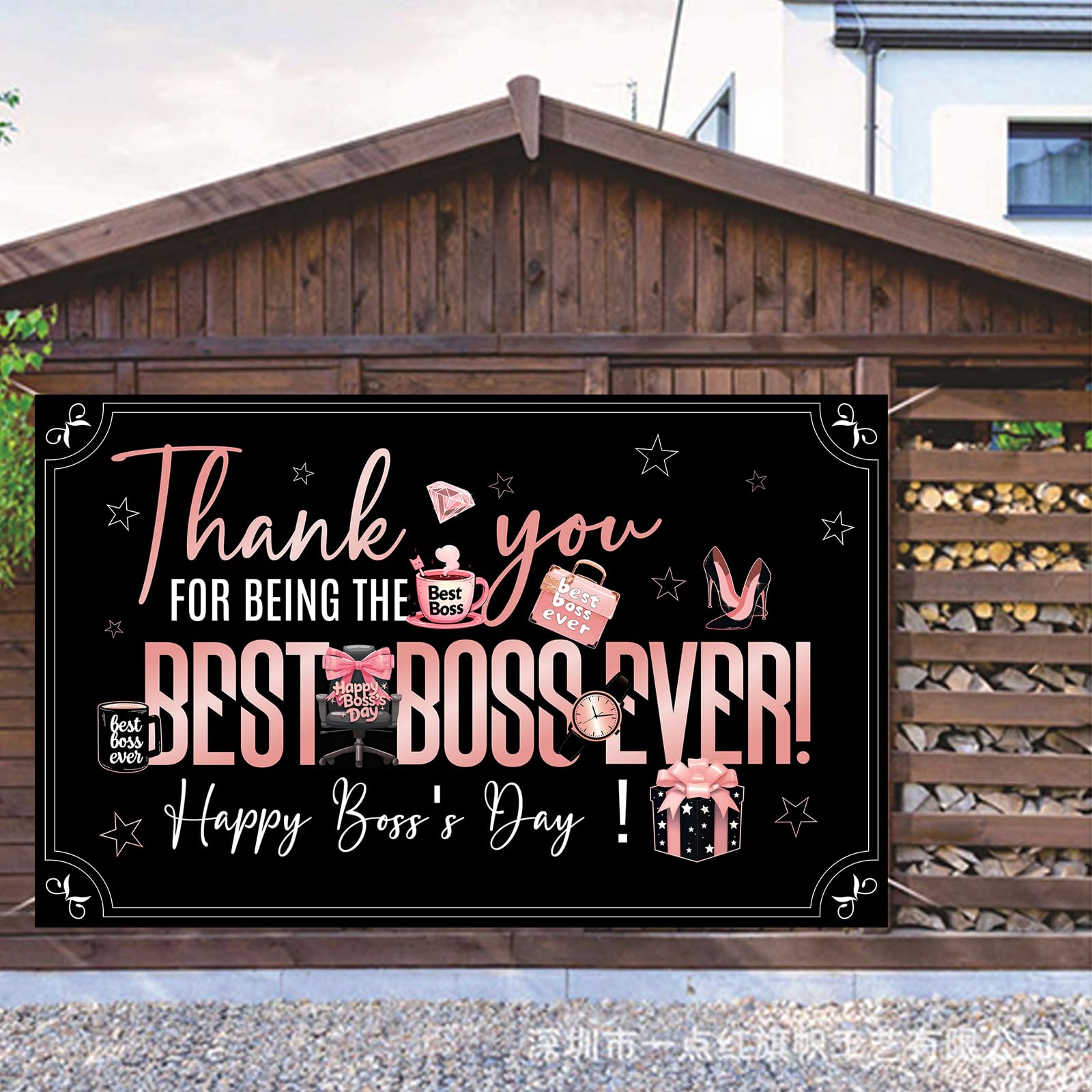 Best Boss Ever Backdrop Banner - Happy Boss's Day Office Decoration & Party Background Decor for Celebrations, Awards, and Corporate Events