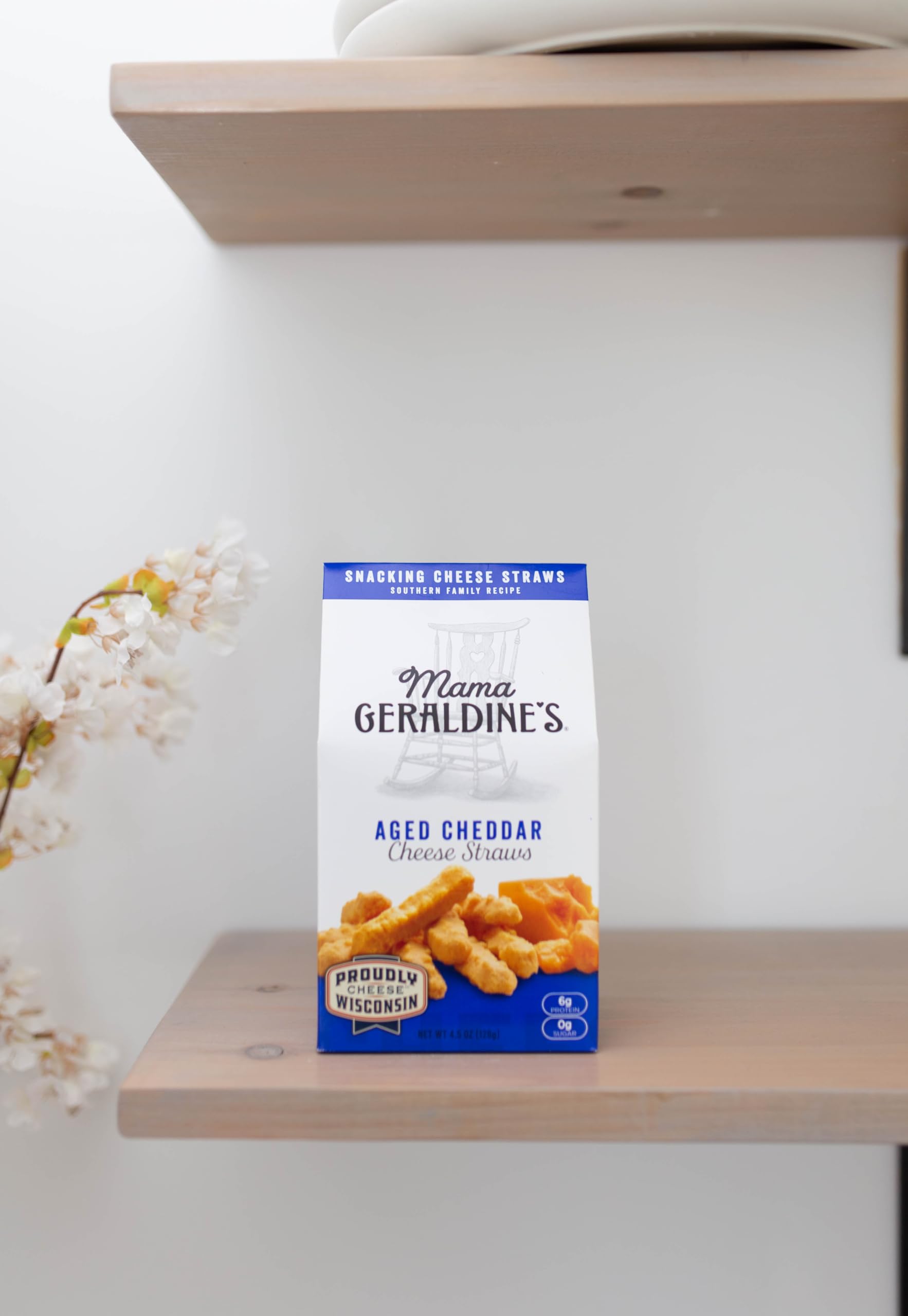 Mama Geraldine's Aged Cheddar Cheese Straws - 4.5oz (4 Pack) - Gourmet Baked Snacks, Crispy Cheese Crisps - Perfect for Parties, Appetizers & On-the-Go Snacking