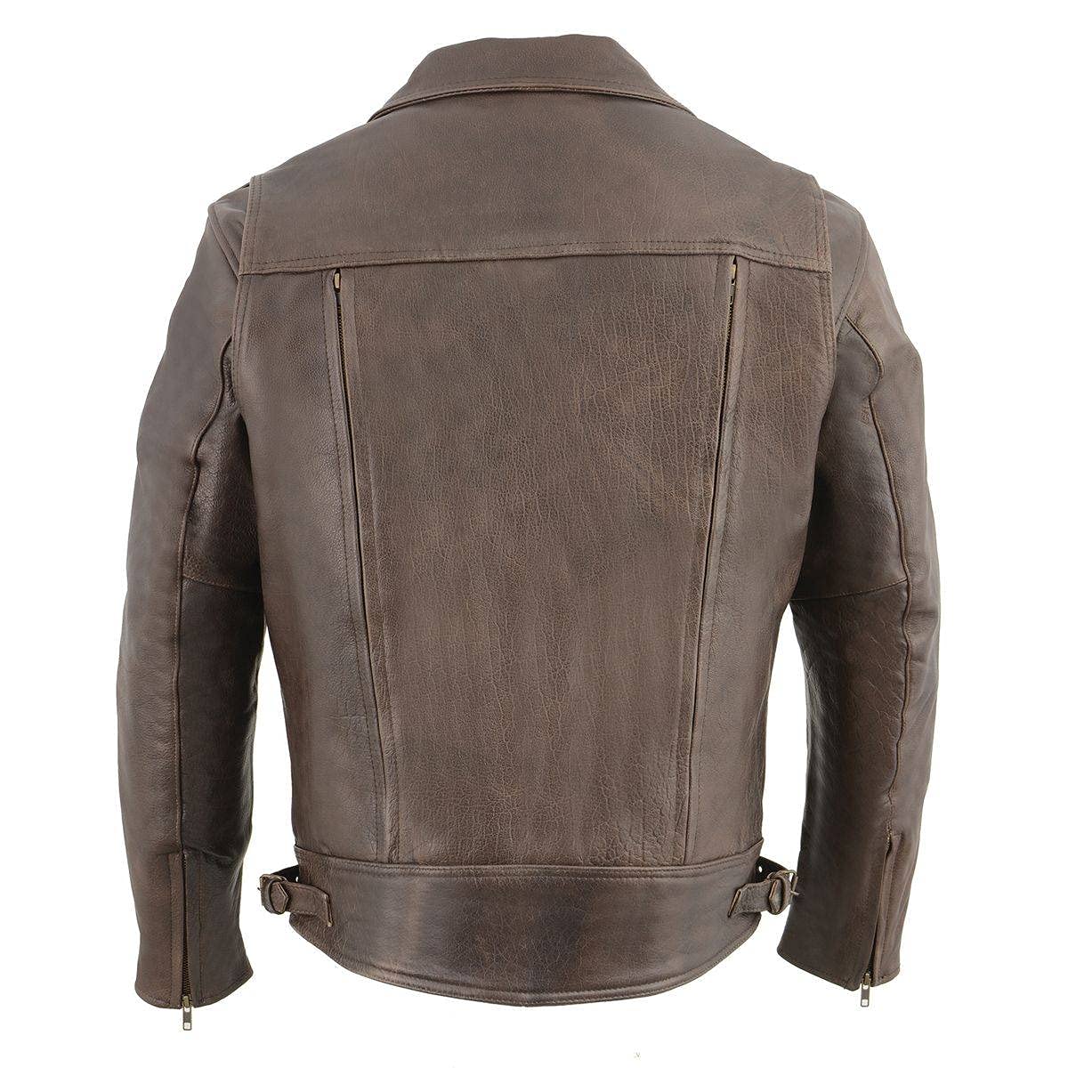 Milwaukee Leather MLM1522 Men's Vented Retro Brown Leather Motorcycle Jacket - Breathable Riding Gear for Cruiser & Harley Bikers (Ideal for Summer & Long-Distance Tours)